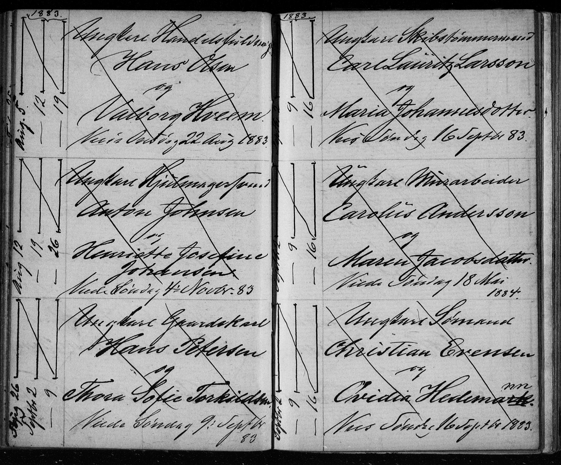 Bragernes kirkebøker, AV/SAKO-A-6/H/Ha/L0006: Banns register no. 6, 1873-1896