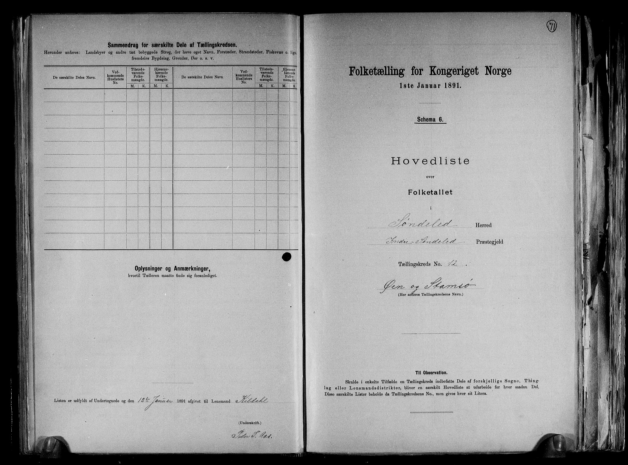 RA, 1891 census for 0913 Søndeled, 1891, p. 27