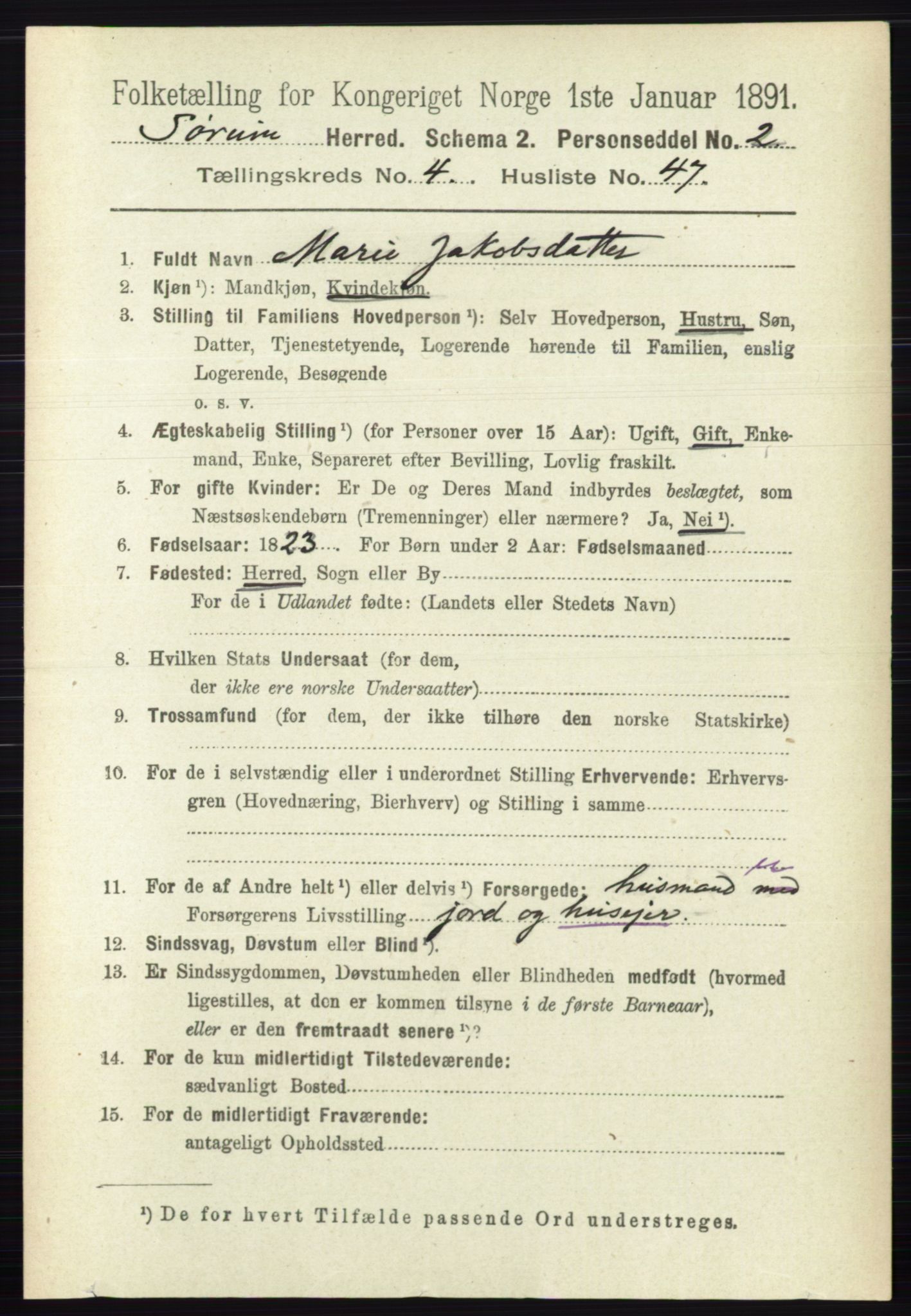 RA, 1891 census for 0226 Sørum, 1891, p. 2144