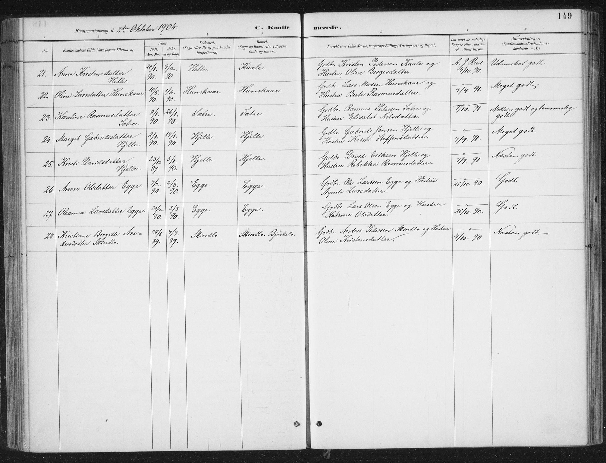 Gloppen sokneprestembete, AV/SAB-A-80101/H/Haa/Haac/L0002: Parish register (official) no. C  2, 1887-1904, p. 149