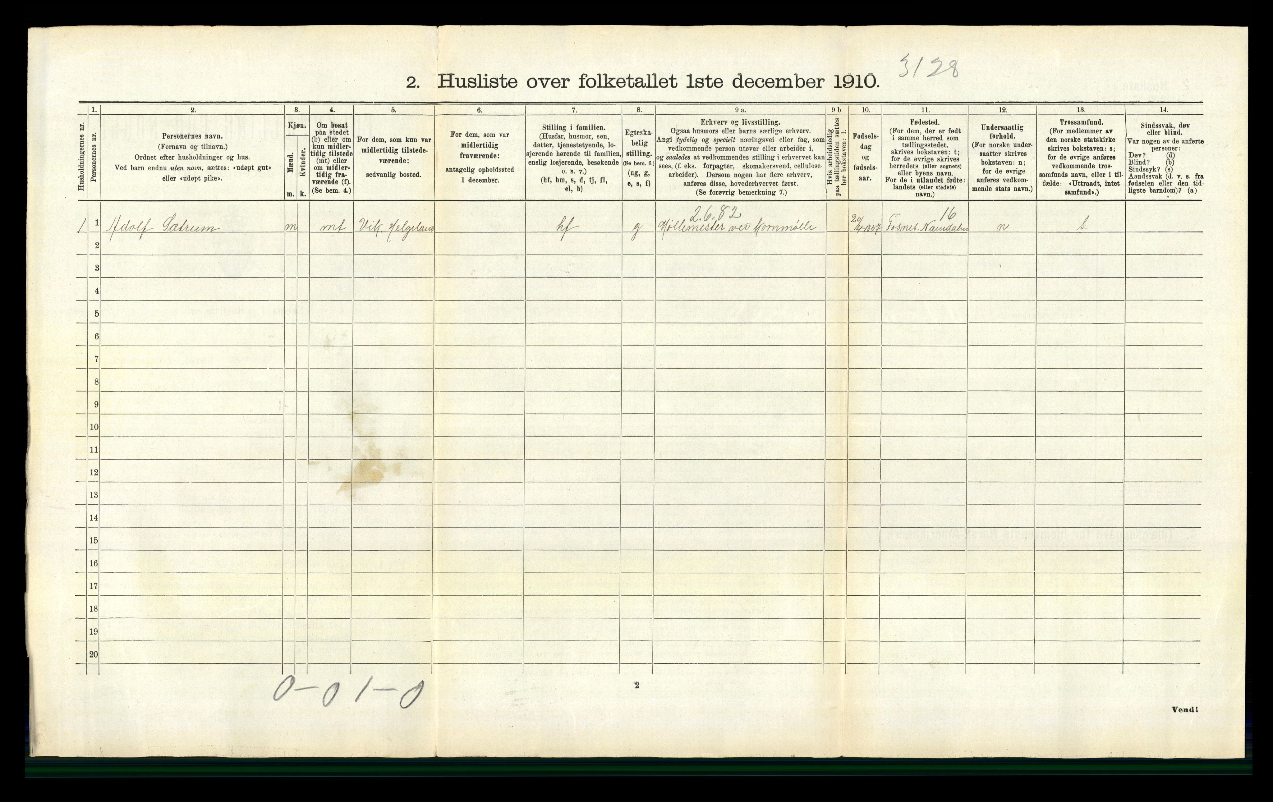 RA, 1910 census for Brønnøy, 1910, p. 318