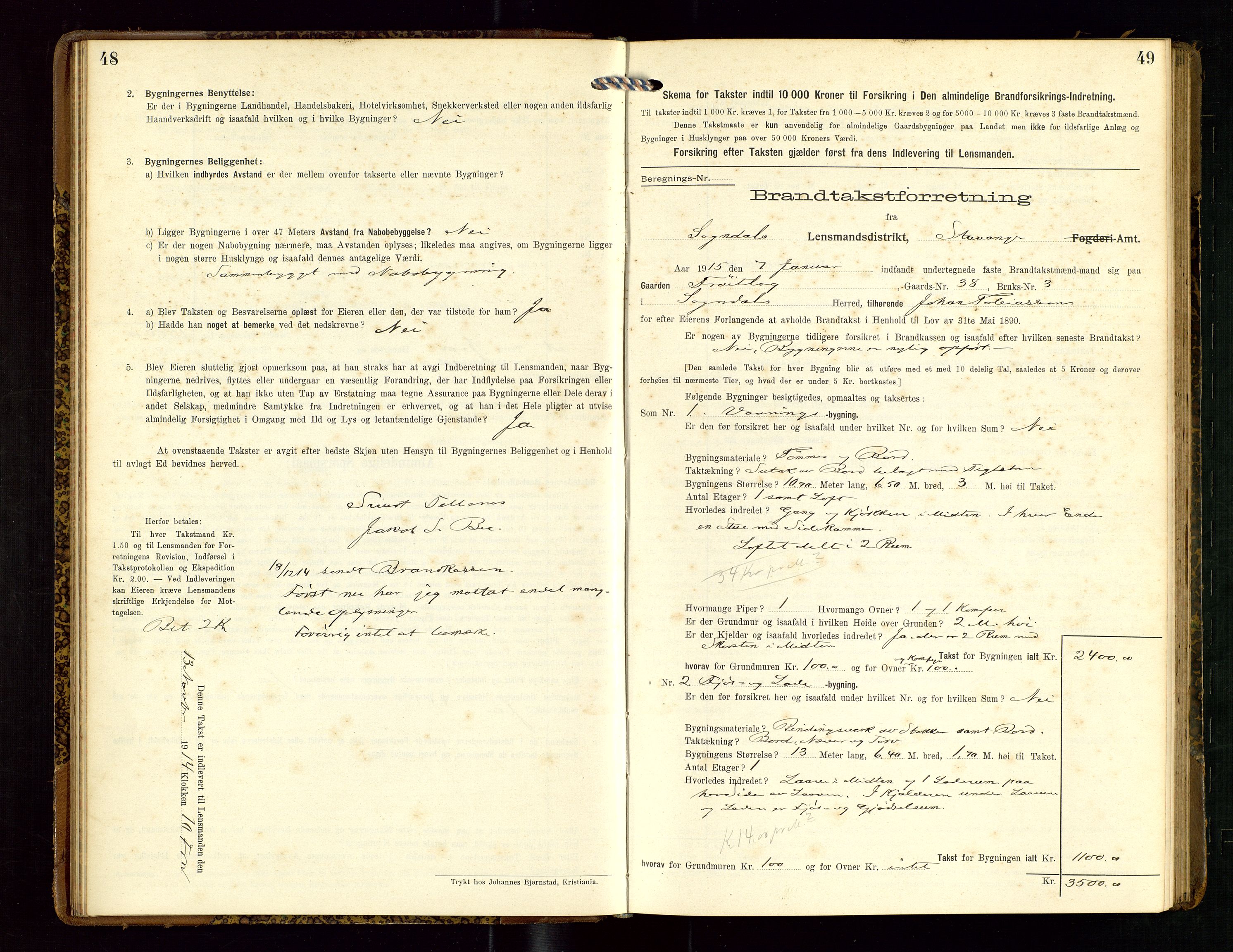 Sokndal lensmannskontor, SAST/A-100417/Gob/L0003: "Brandtakst-Protokol", 1914-1917, p. 48-49