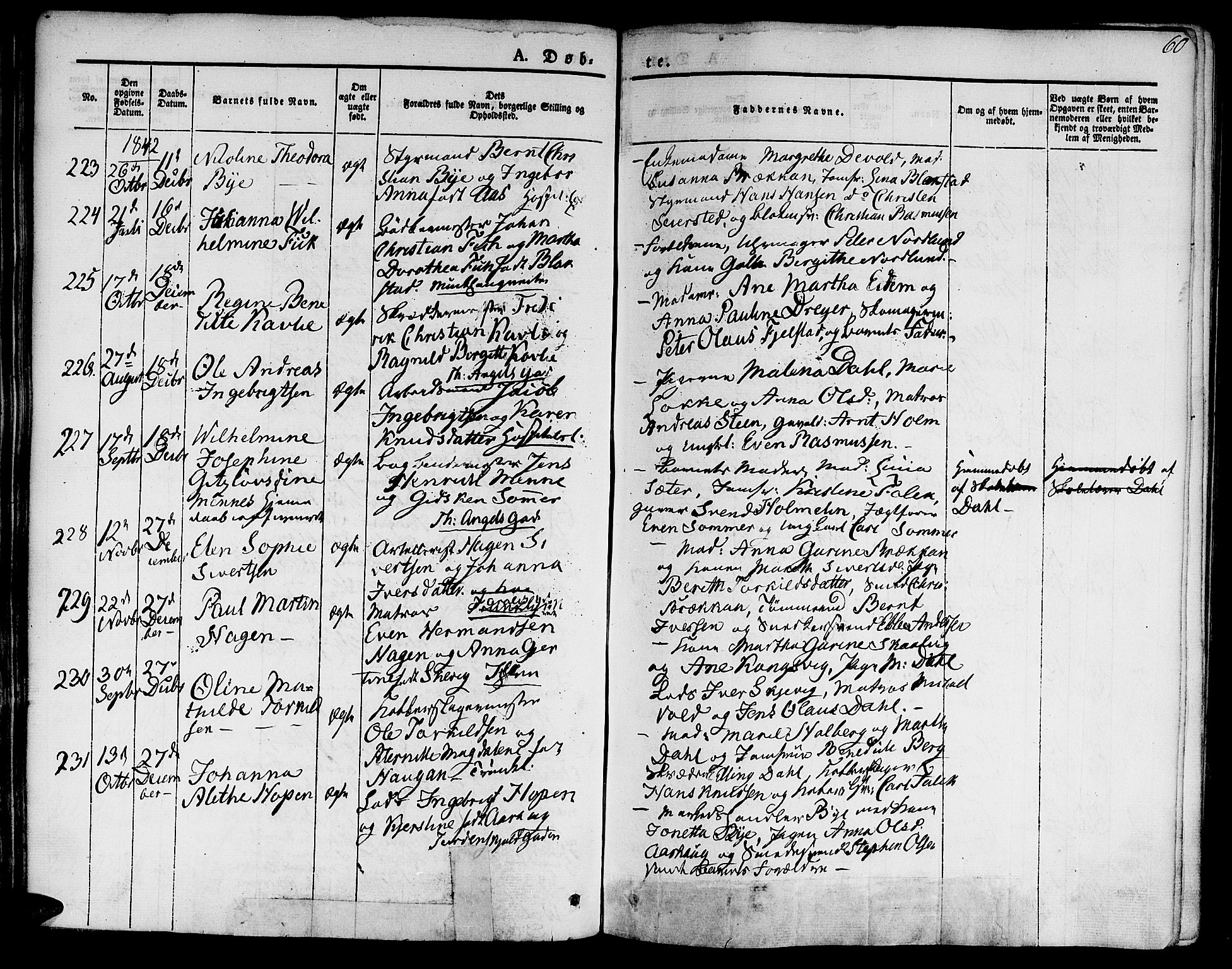 Ministerialprotokoller, klokkerbøker og fødselsregistre - Sør-Trøndelag, SAT/A-1456/601/L0048: Parish register (official) no. 601A16, 1840-1847, p. 60