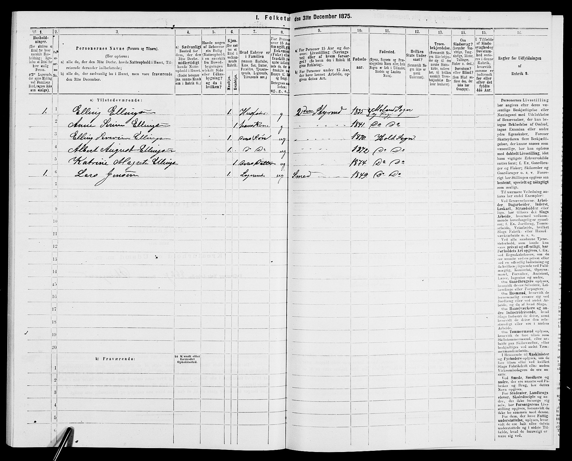 SAK, 1875 census for 0914L Holt/Holt, 1875, p. 1482