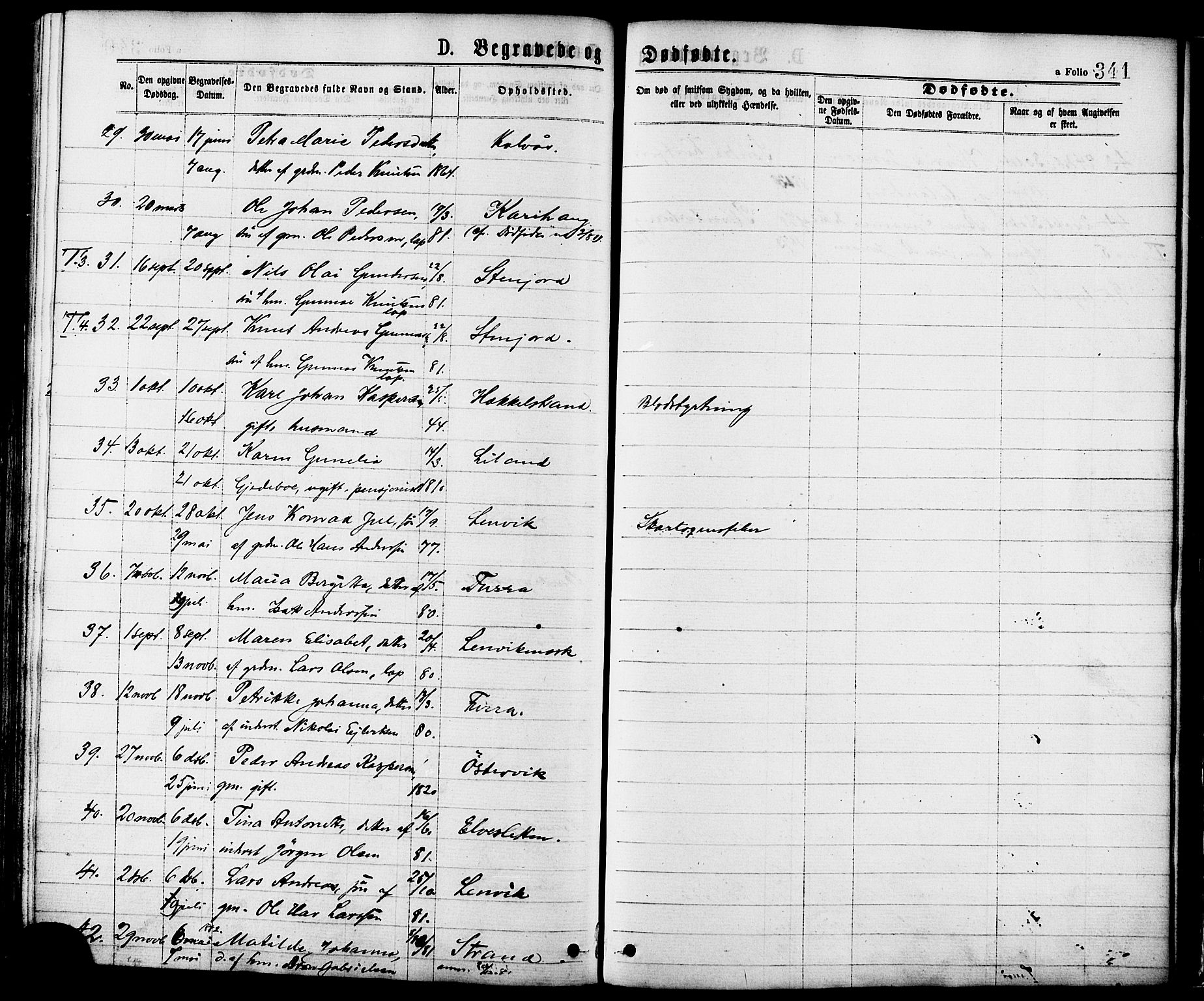 Ministerialprotokoller, klokkerbøker og fødselsregistre - Nordland, SAT/A-1459/863/L0897: Parish register (official) no. 863A09, 1872-1886, p. 341