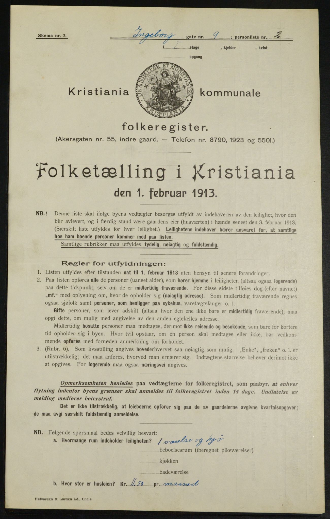 OBA, Municipal Census 1913 for Kristiania, 1913, p. 43631