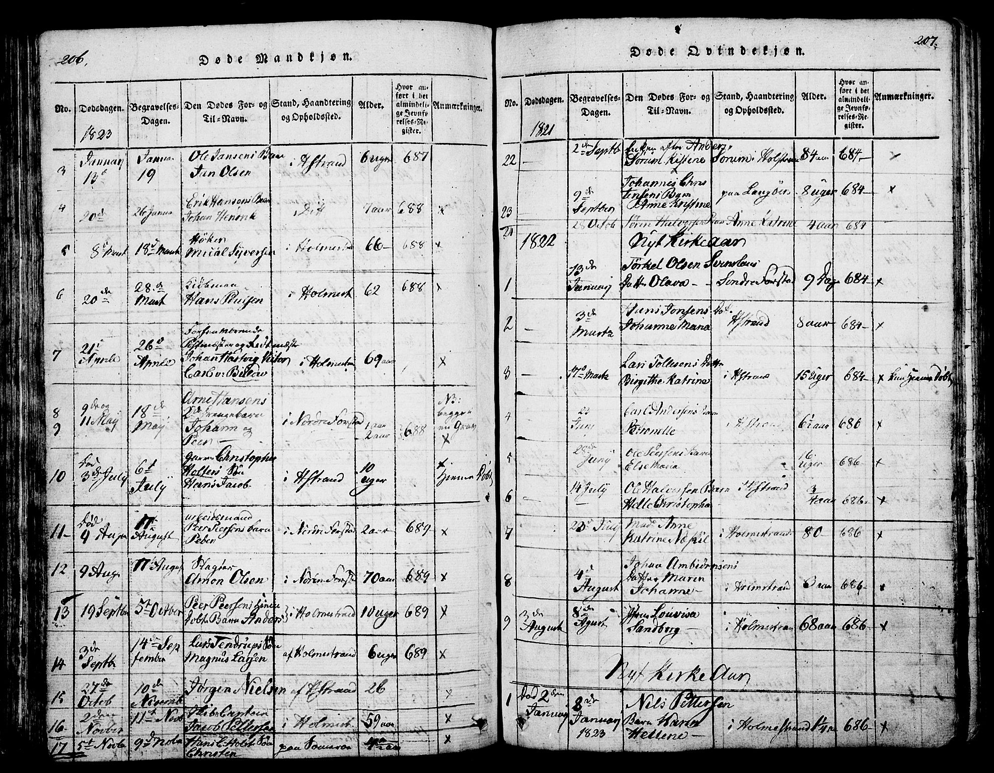 Holmestrand kirkebøker, SAKO/A-346/G/Ga/L0001: Parish register (copy) no. 1, 1814-1848, p. 206-207