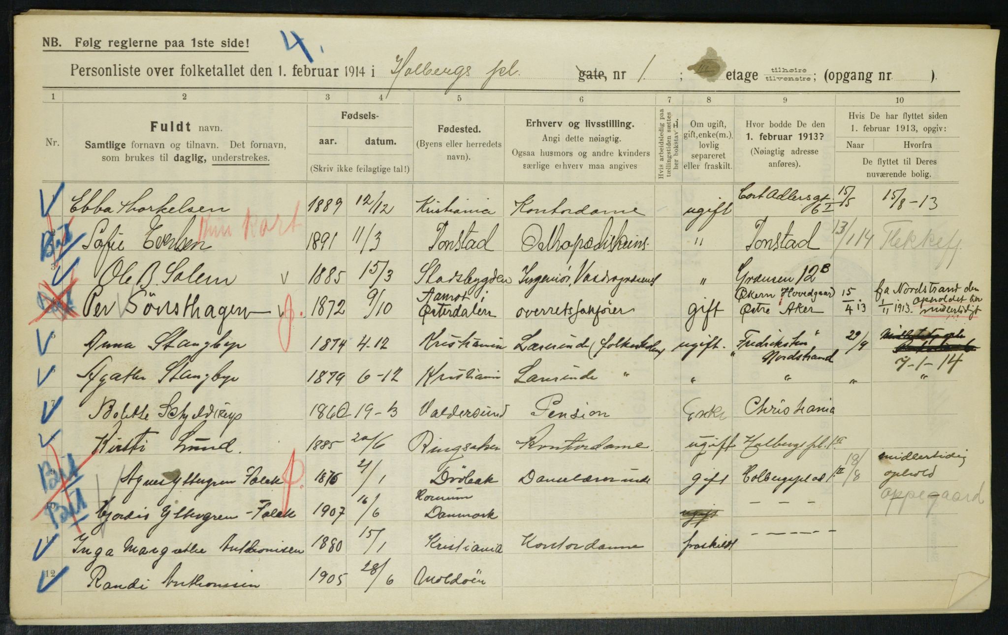 OBA, Municipal Census 1914 for Kristiania, 1914, p. 40591