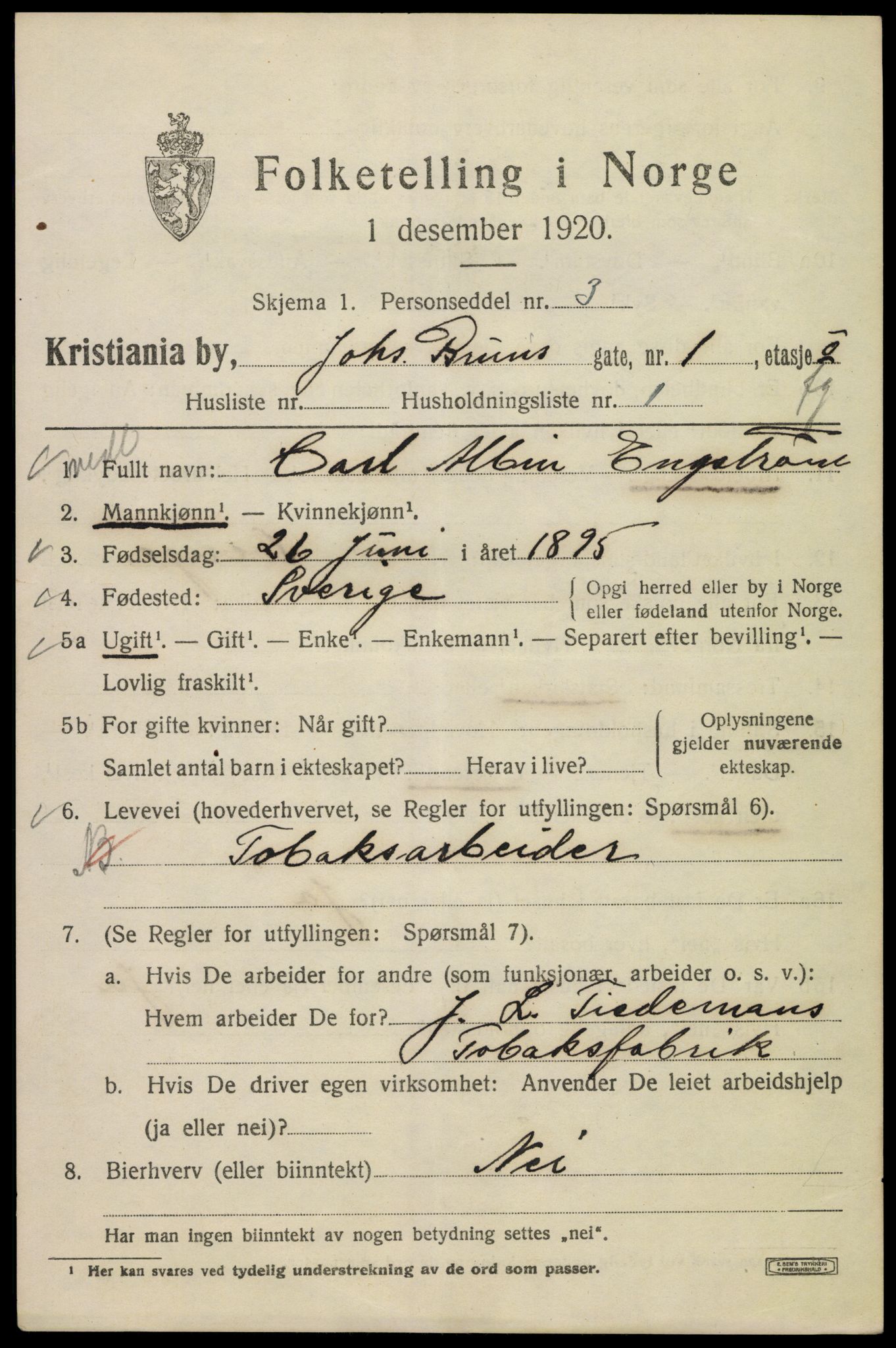 SAO, 1920 census for Kristiania, 1920, p. 323479