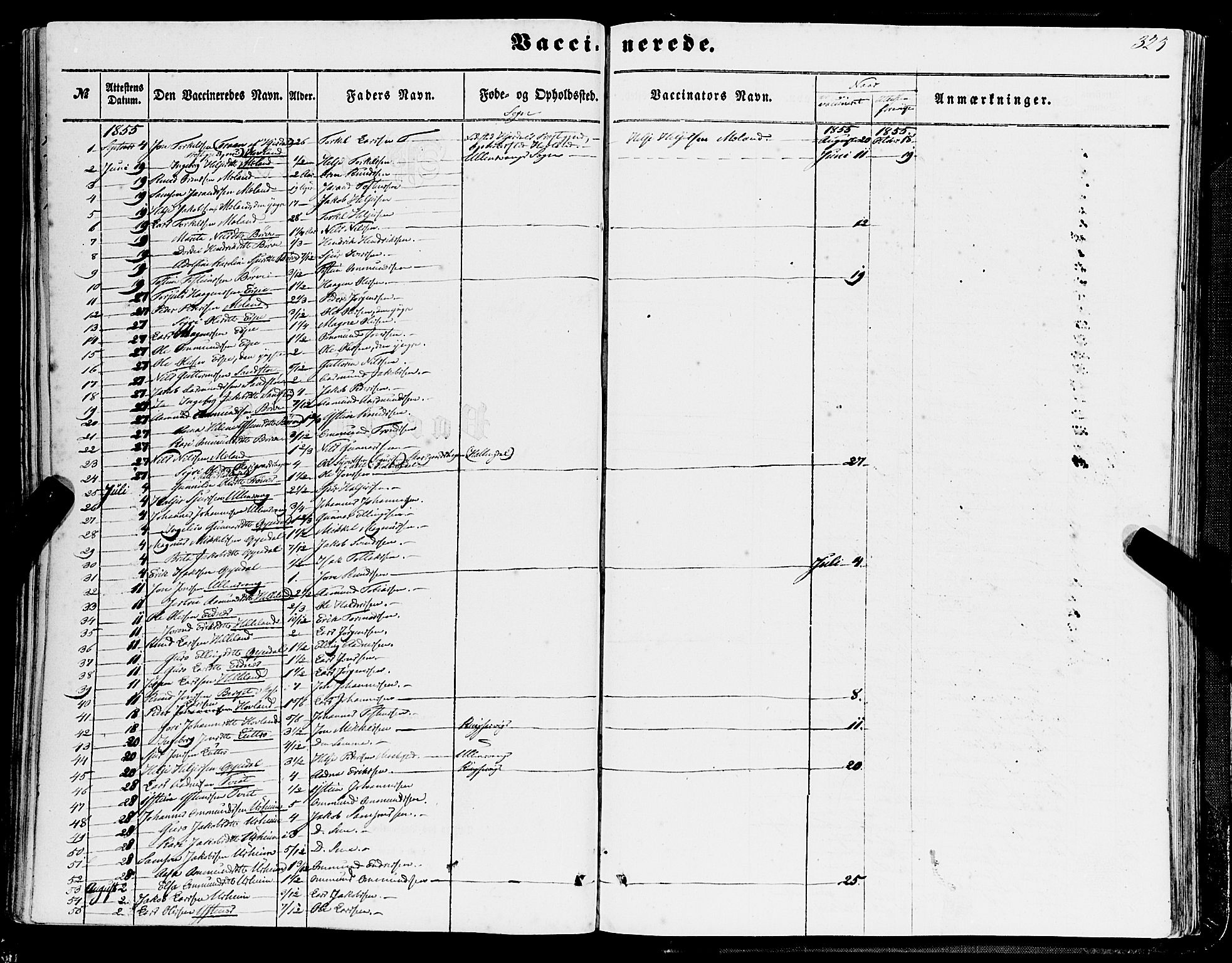 Ullensvang sokneprestembete, SAB/A-78701/H/Haa: Parish register (official) no. A 11, 1854-1866, p. 323