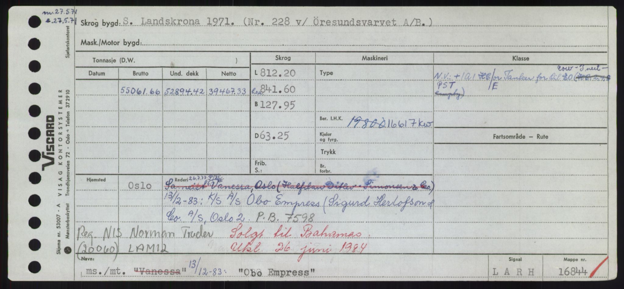 Sjøfartsdirektoratet med forløpere, Skipsmålingen, RA/S-1627/H/Hd/L0028: Fartøy, O, p. 37