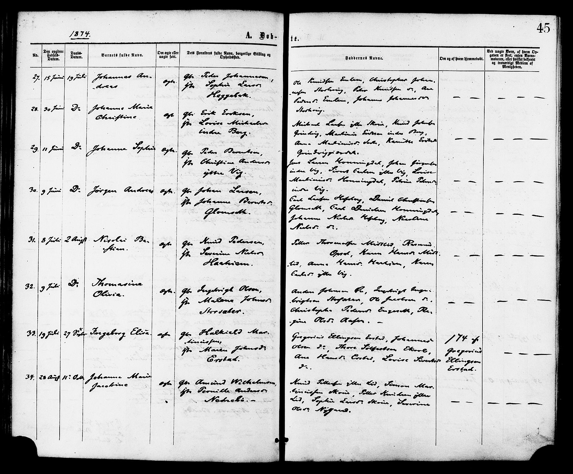 Ministerialprotokoller, klokkerbøker og fødselsregistre - Møre og Romsdal, AV/SAT-A-1454/524/L0355: Parish register (official) no. 524A07, 1864-1879, p. 45