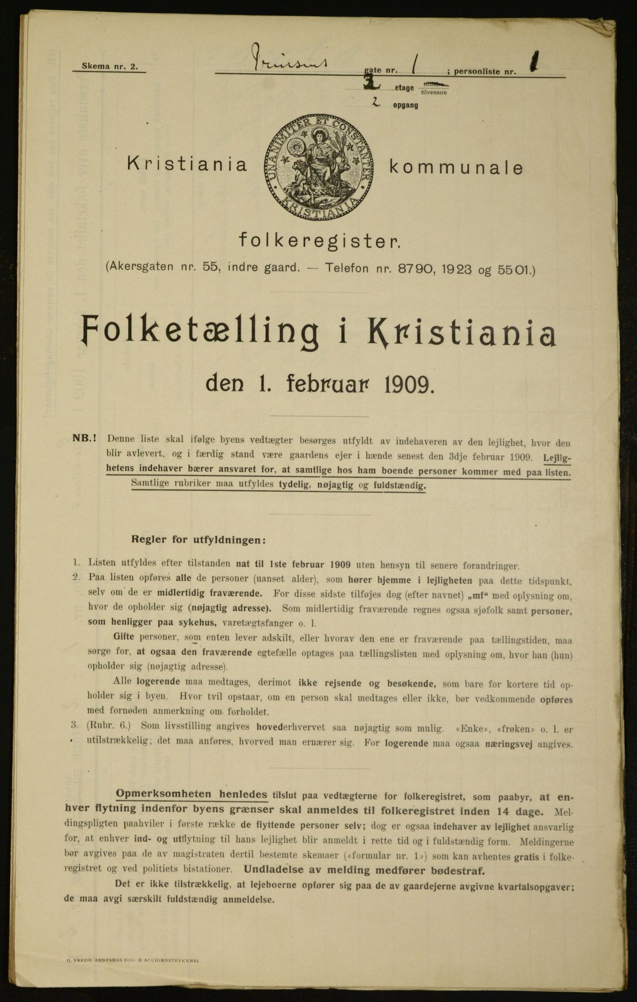 OBA, Municipal Census 1909 for Kristiania, 1909, p. 73493