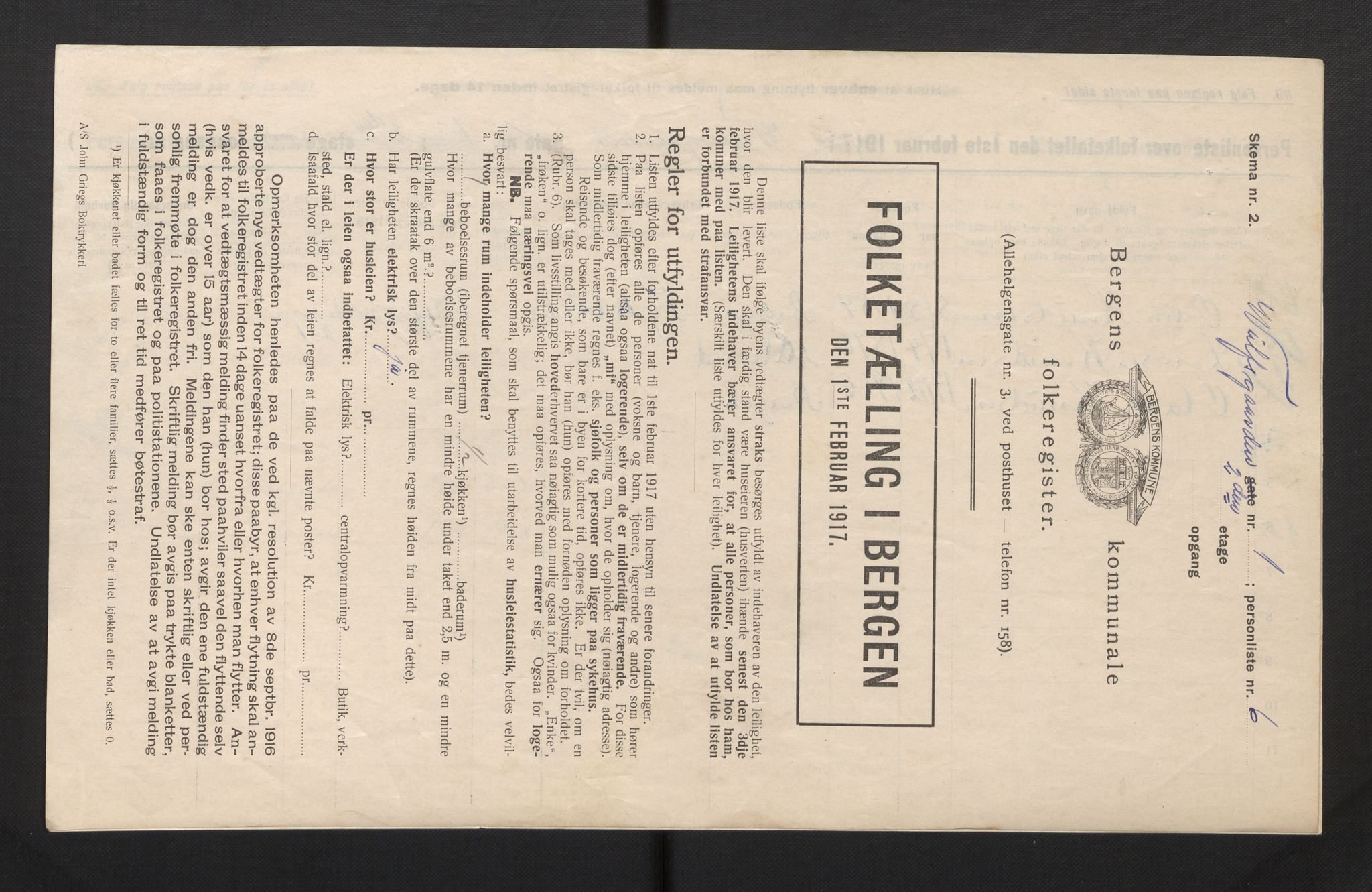 SAB, Municipal Census 1917 for Bergen, 1917, p. 45562