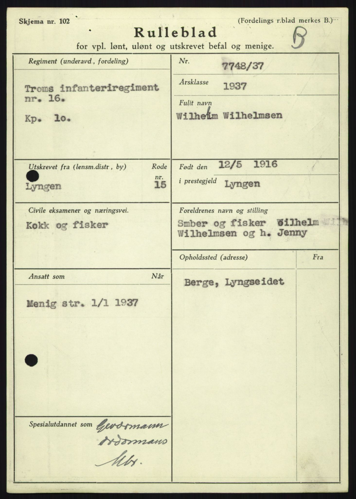 Forsvaret, Troms infanteriregiment nr. 16, AV/RA-RAFA-3146/P/Pa/L0021: Rulleblad for regimentets menige mannskaper, årsklasse 1937, 1937, p. 1213