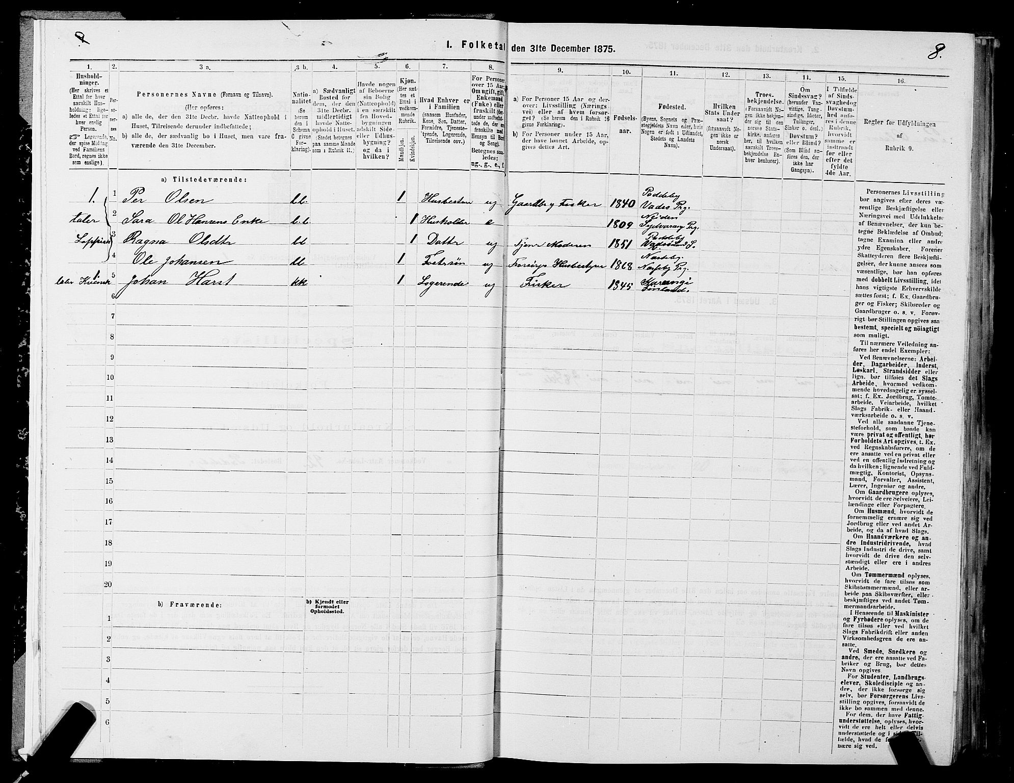 SATØ, 1875 census for 2029L Vadsø/Vadsø, 1875, p. 1008