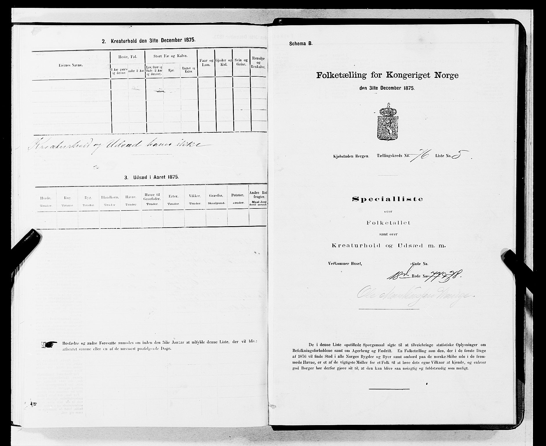 SAB, 1875 census for 1301 Bergen, 1875, p. 4073