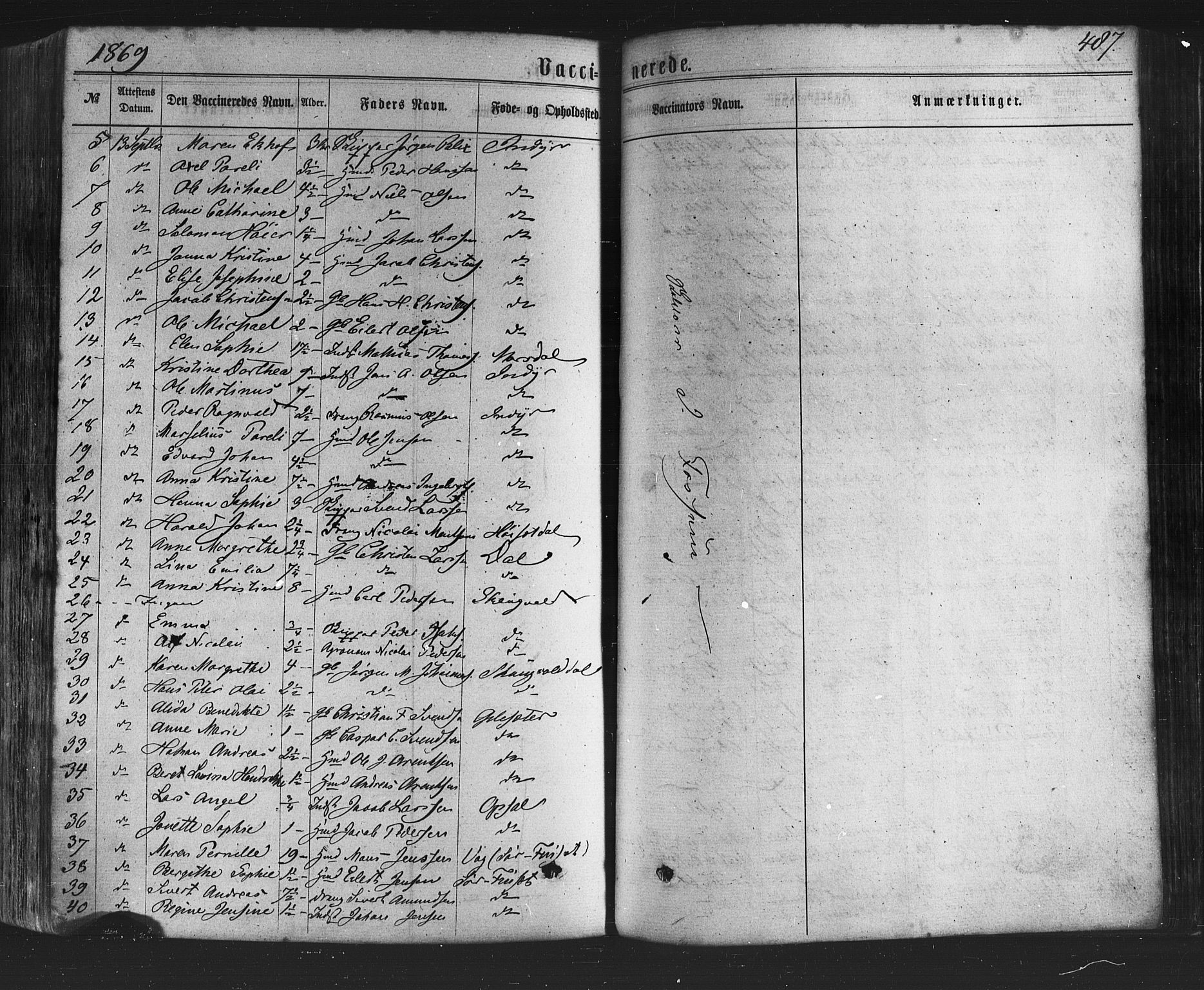 Ministerialprotokoller, klokkerbøker og fødselsregistre - Nordland, AV/SAT-A-1459/805/L0098: Parish register (official) no. 805A05, 1862-1879, p. 487