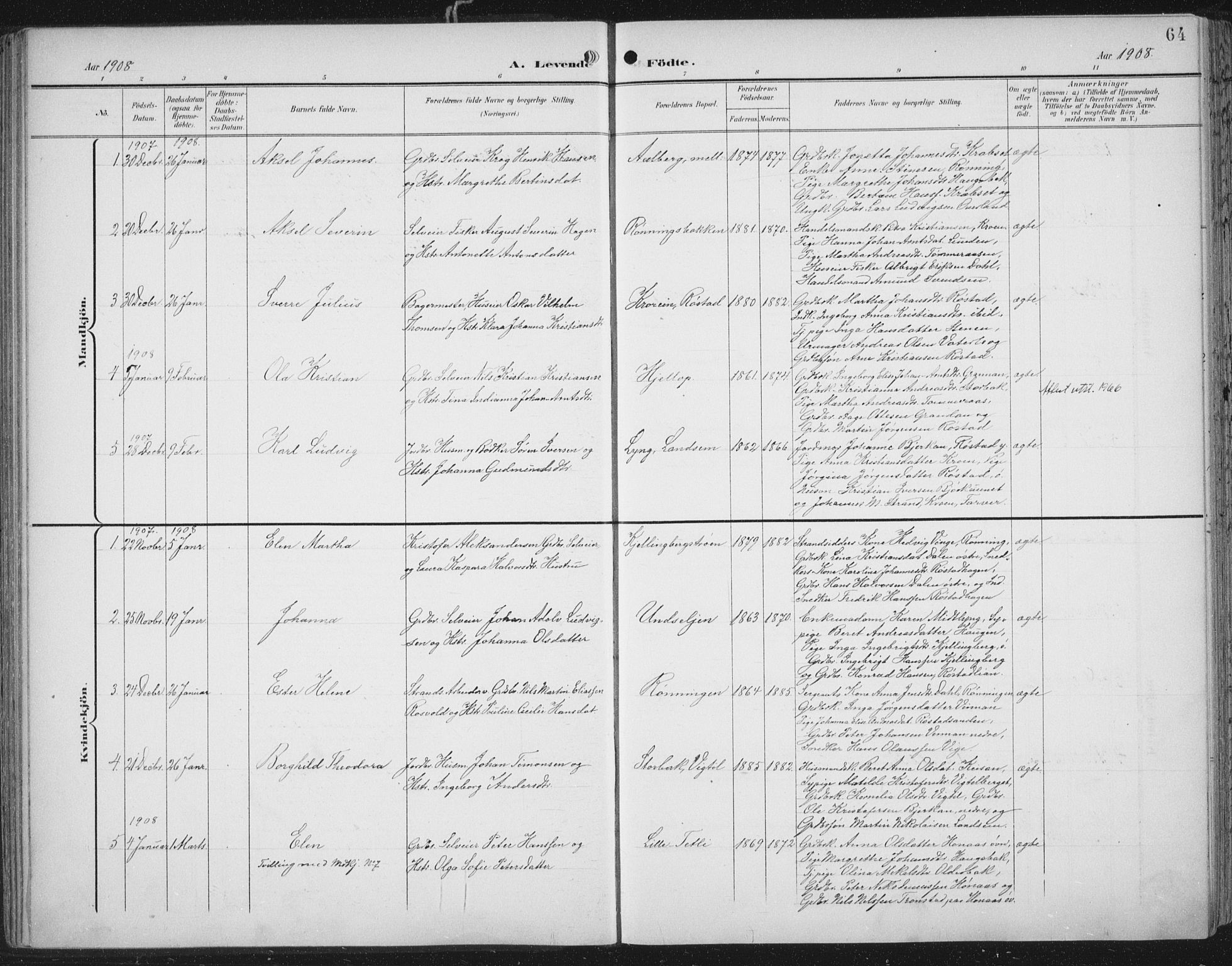 Ministerialprotokoller, klokkerbøker og fødselsregistre - Nord-Trøndelag, SAT/A-1458/701/L0011: Parish register (official) no. 701A11, 1899-1915, p. 64