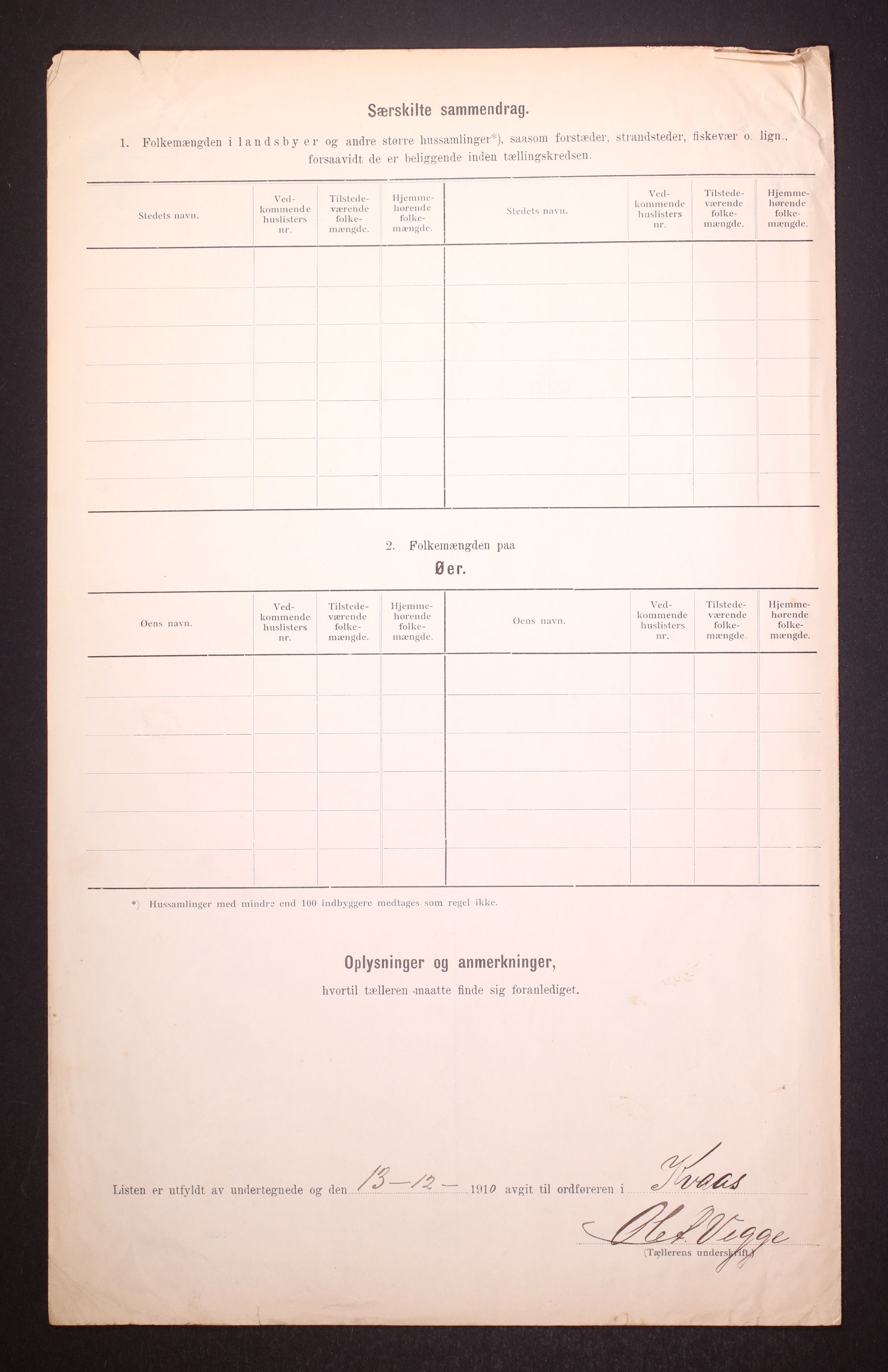 RA, 1910 census for Kvås, 1910, p. 6