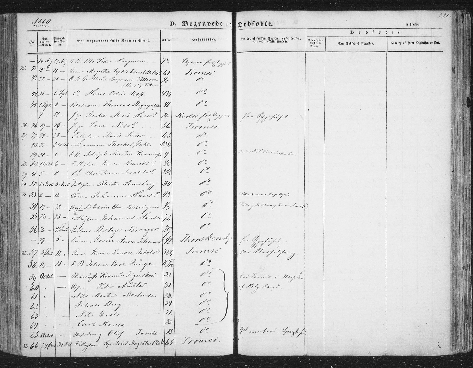 Tromsø sokneprestkontor/stiftsprosti/domprosti, SATØ/S-1343/G/Ga/L0011kirke: Parish register (official) no. 11, 1856-1865, p. 221
