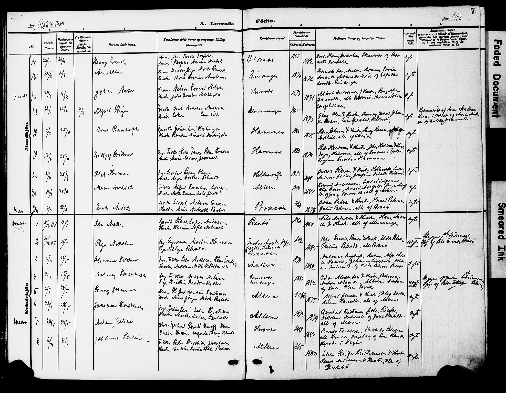 Ministerialprotokoller, klokkerbøker og fødselsregistre - Nordland, AV/SAT-A-1459/830/L0464: Parish register (copy) no. 830C06, 1906-1925, p. 7