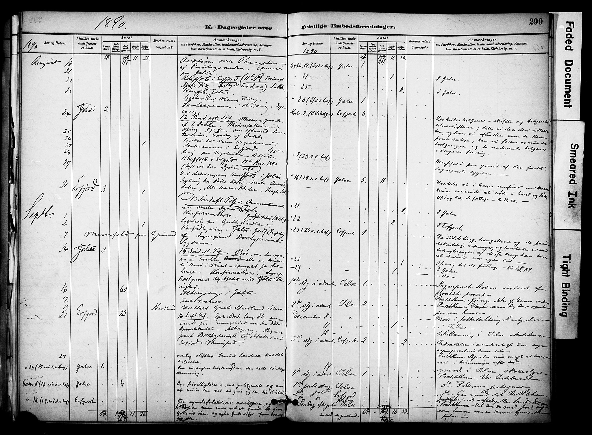 Jelsa sokneprestkontor, AV/SAST-A-101842/01/IV: Parish register (official) no. A 10, 1884-1906, p. 299