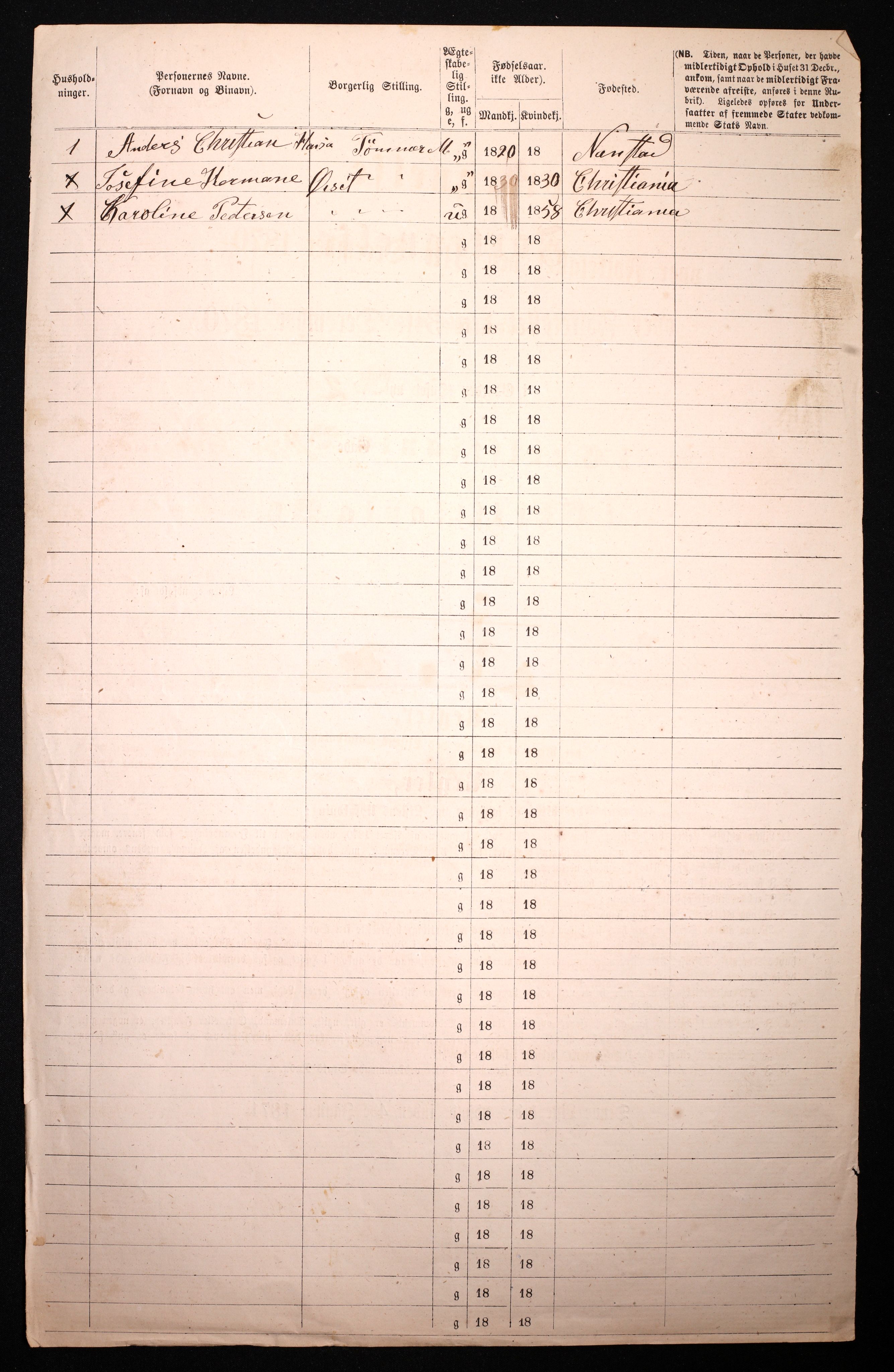 RA, 1870 census for 0301 Kristiania, 1870, p. 2731