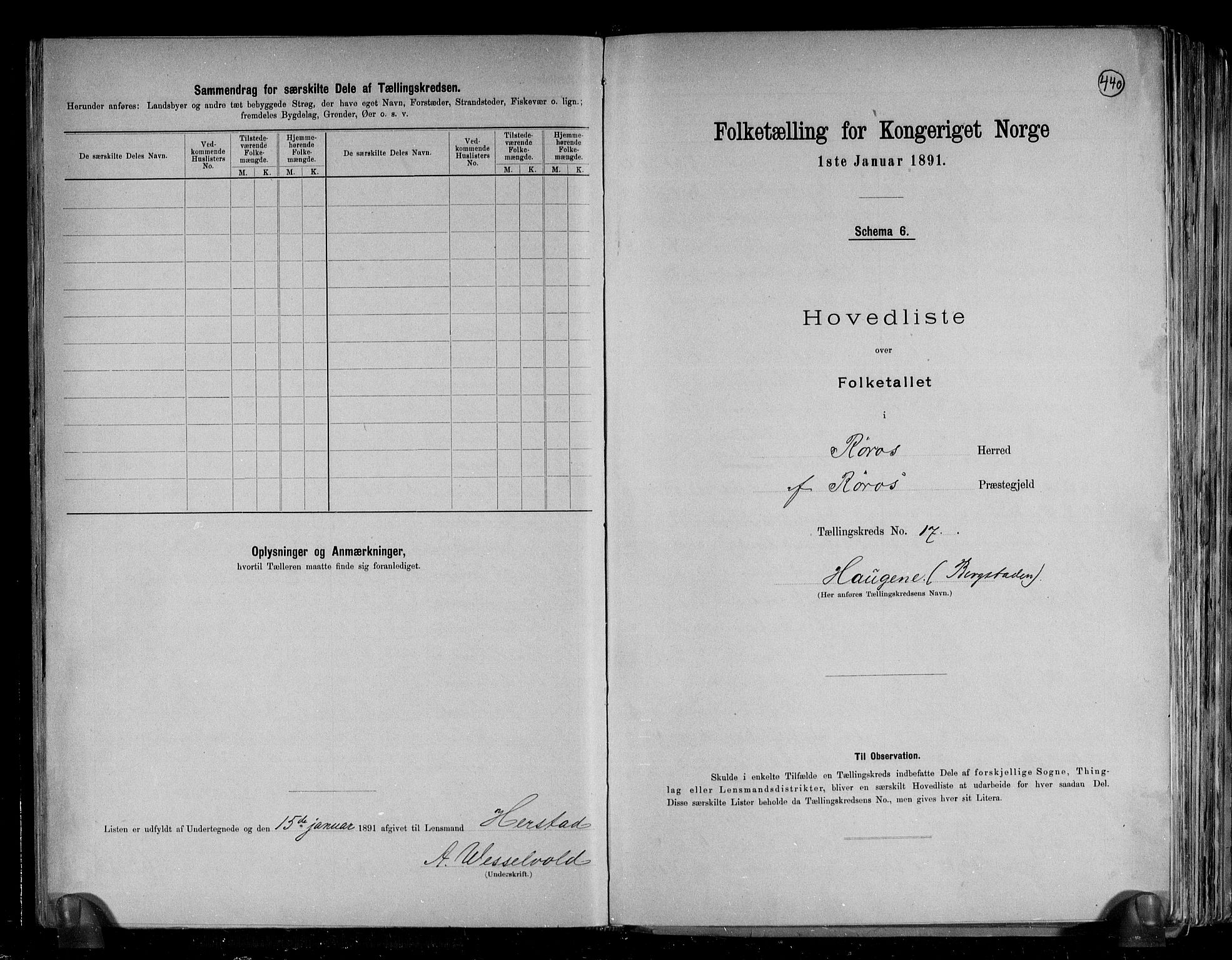 RA, 1891 census for 1640 Røros, 1891, p. 37