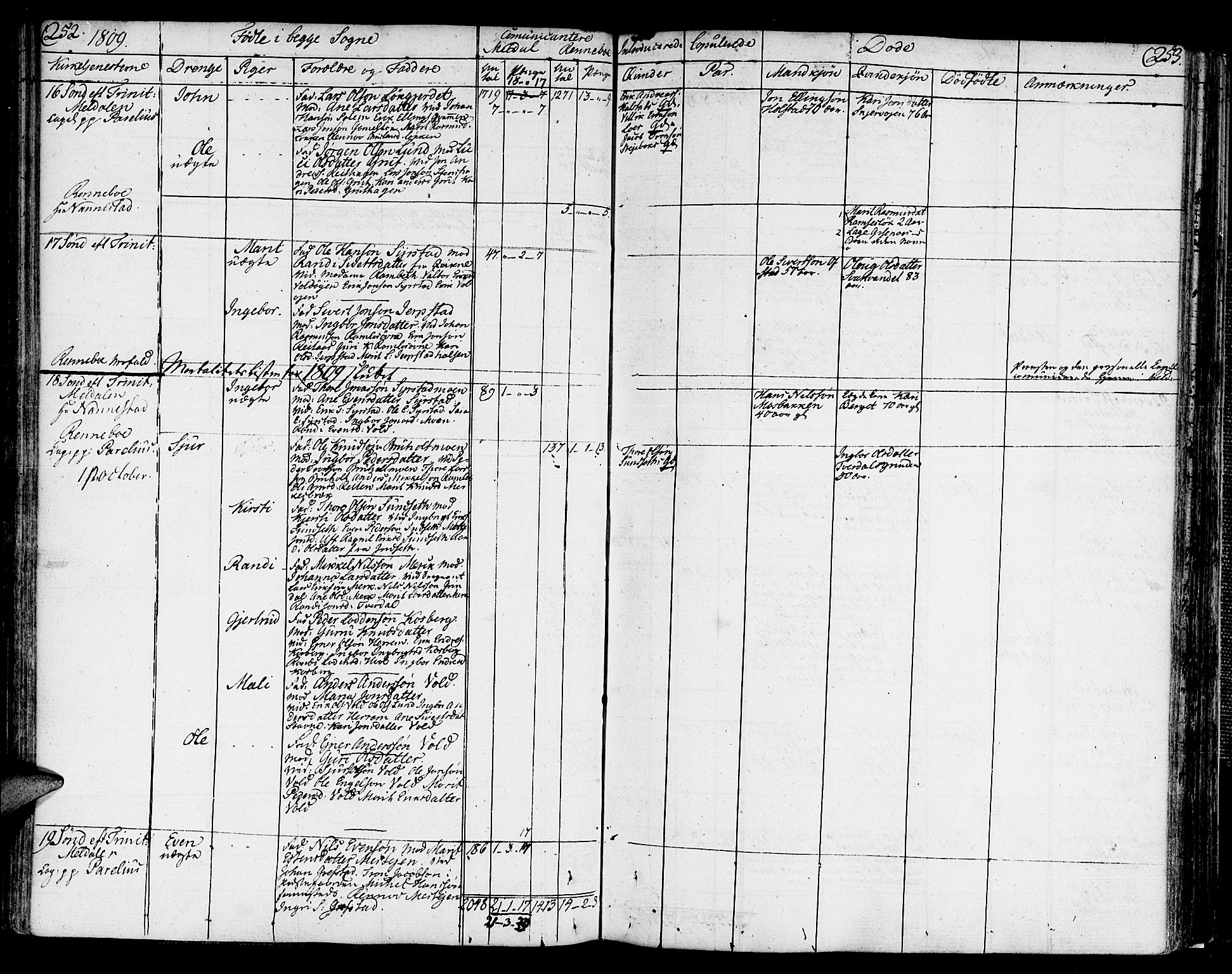 Ministerialprotokoller, klokkerbøker og fødselsregistre - Sør-Trøndelag, AV/SAT-A-1456/672/L0852: Parish register (official) no. 672A05, 1776-1815, p. 252-253