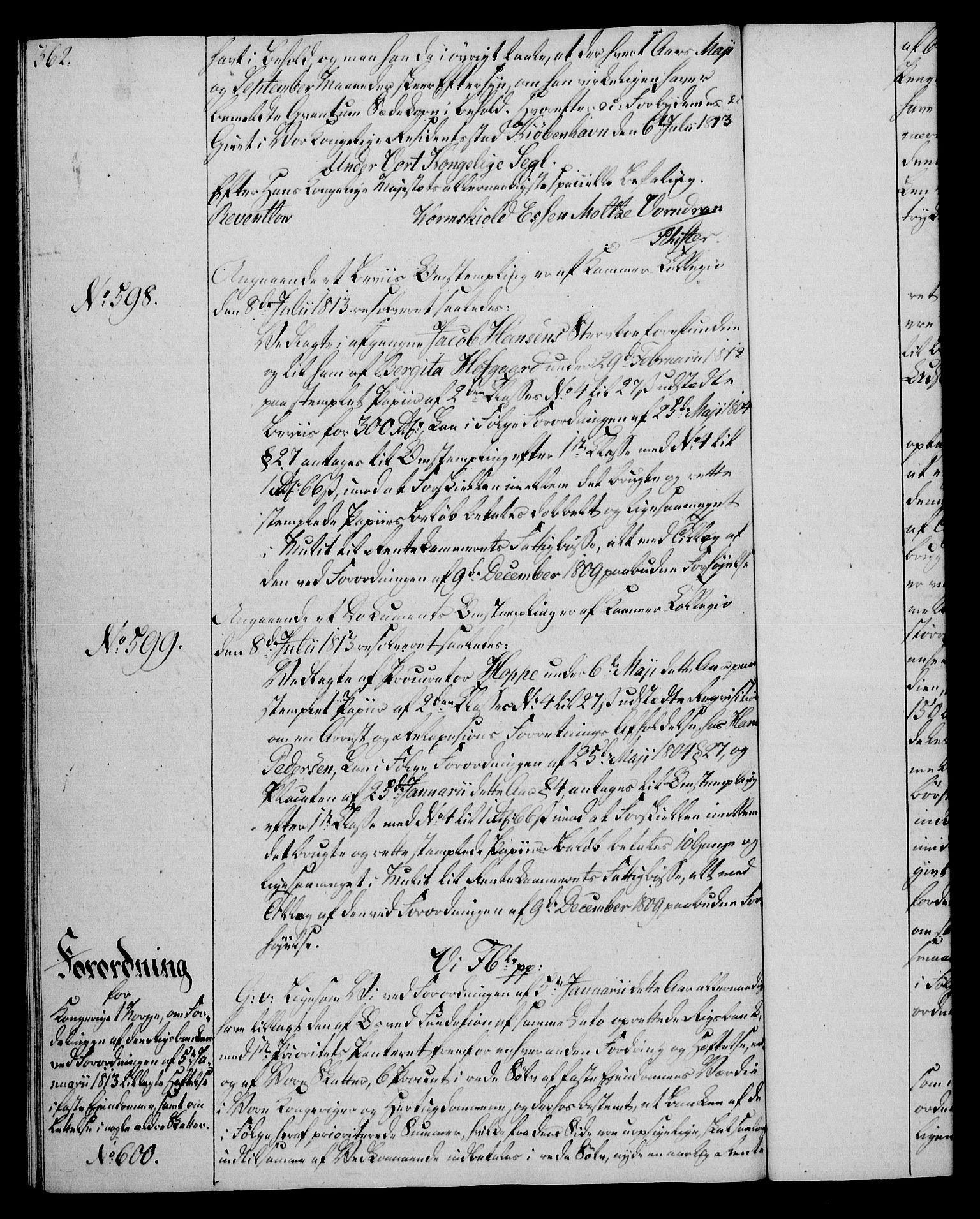 Rentekammeret, Kammerkanselliet, RA/EA-3111/G/Gg/Gga/L0020: Norsk ekspedisjonsprotokoll med register (merket RK 53.20), 1811-1814, p. 362