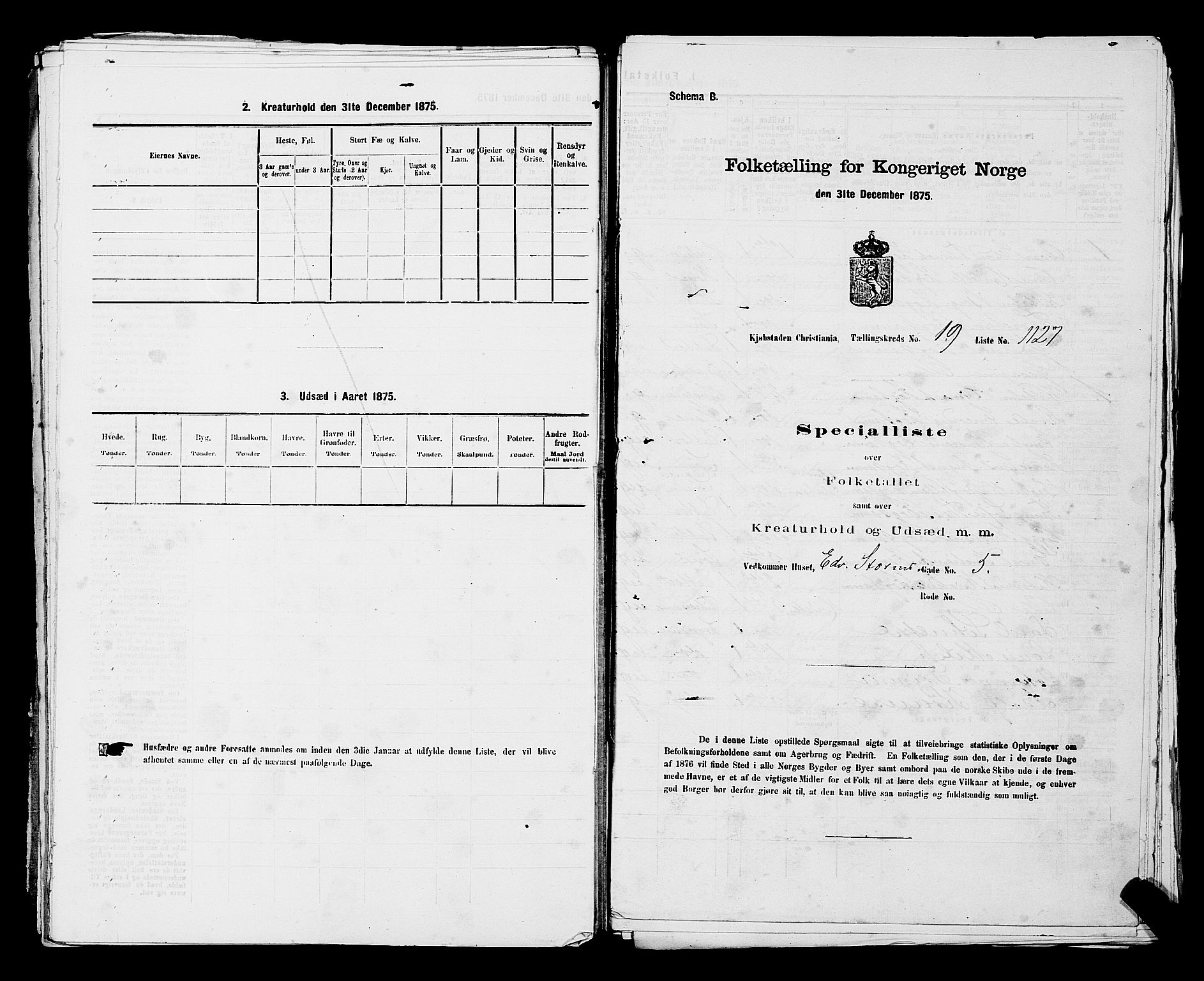 RA, 1875 census for 0301 Kristiania, 1875, p. 3539