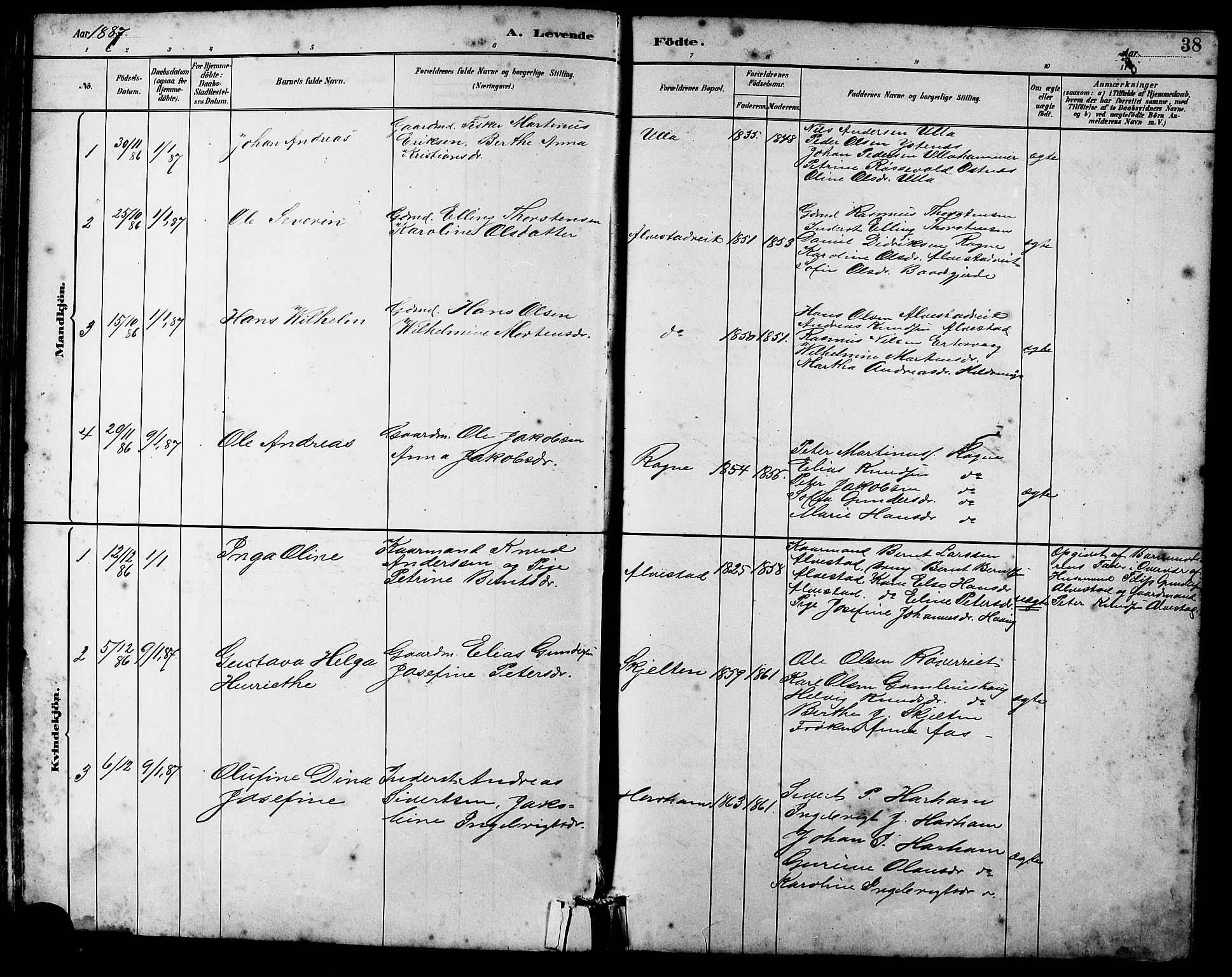 Ministerialprotokoller, klokkerbøker og fødselsregistre - Møre og Romsdal, AV/SAT-A-1454/536/L0510: Parish register (copy) no. 536C05, 1881-1898, p. 38