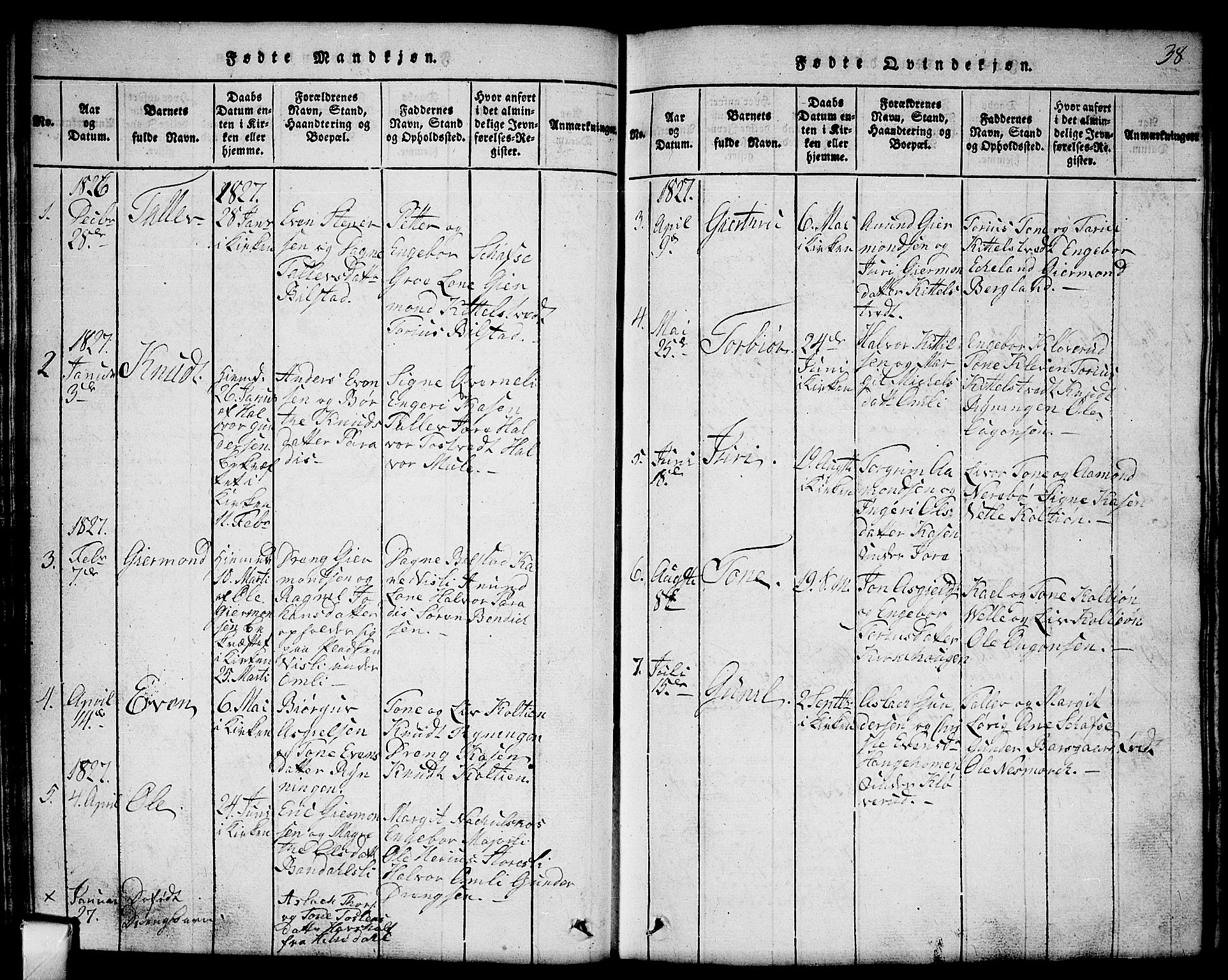 Mo kirkebøker, SAKO/A-286/G/Gb/L0001: Parish register (copy) no. II 1, 1814-1843, p. 38