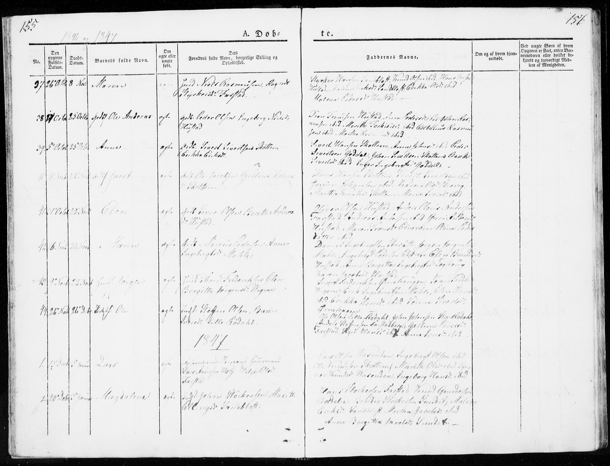 Ministerialprotokoller, klokkerbøker og fødselsregistre - Møre og Romsdal, AV/SAT-A-1454/566/L0766: Parish register (official) no. 566A05, 1842-1851, p. 155-156