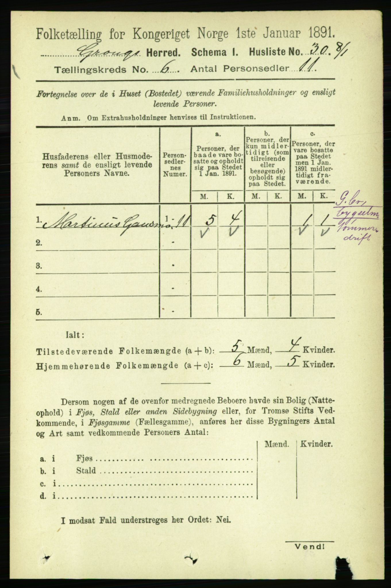 RA, 1891 census for 1742 Grong, 1891, p. 2328