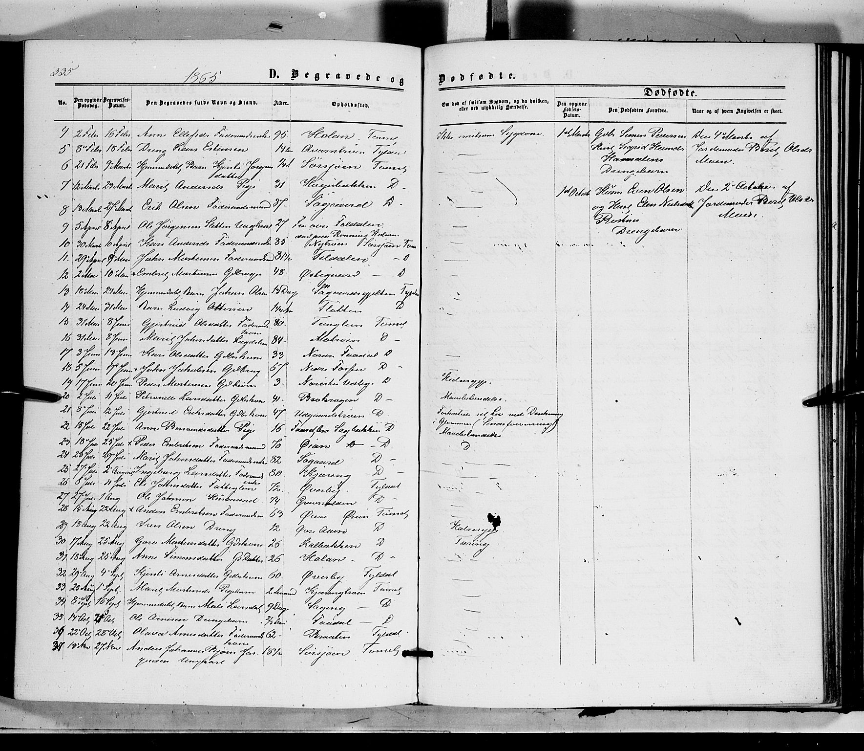 Tynset prestekontor, SAH/PREST-058/H/Ha/Haa/L0021: Parish register (official) no. 21, 1863-1879, p. 335