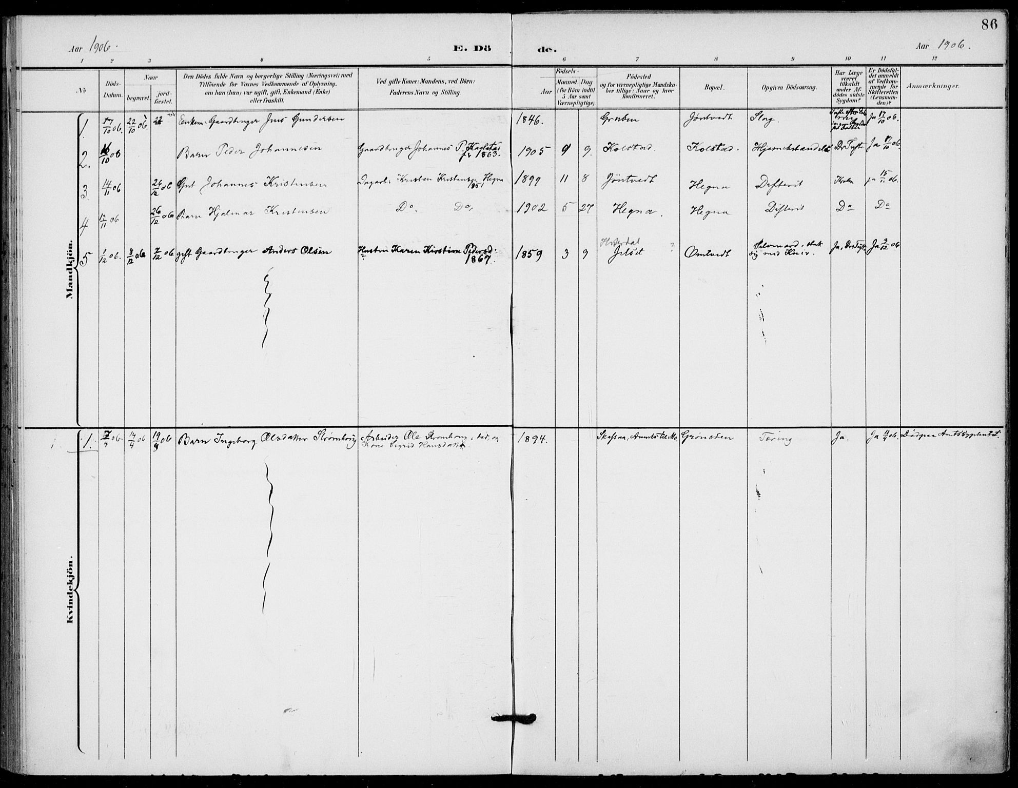 Holla kirkebøker, AV/SAKO-A-272/F/Fa/L0011: Parish register (official) no. 11, 1897-1928, p. 86