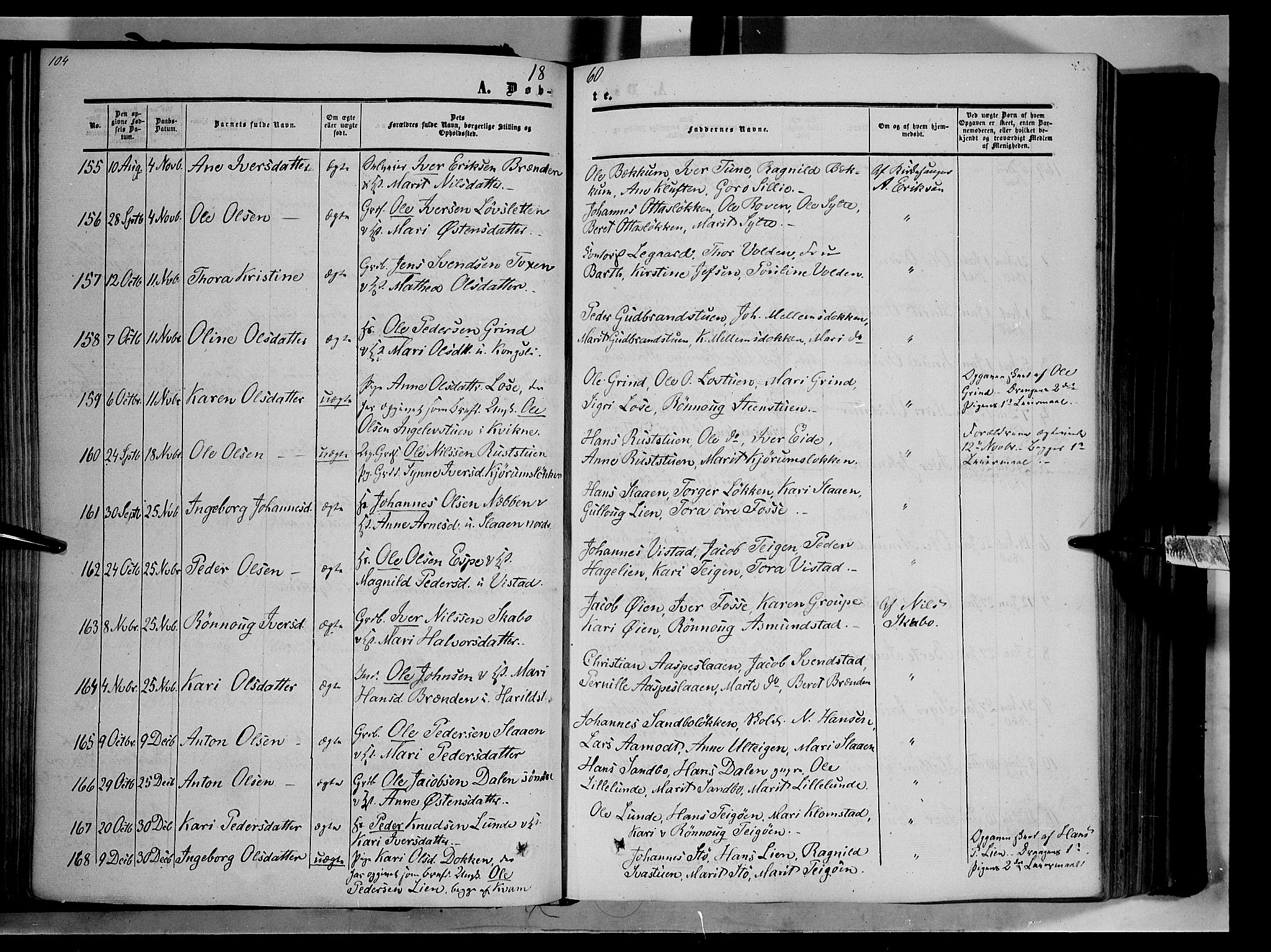 Nord-Fron prestekontor, SAH/PREST-080/H/Ha/Haa/L0001: Parish register (official) no. 1, 1851-1864, p. 104