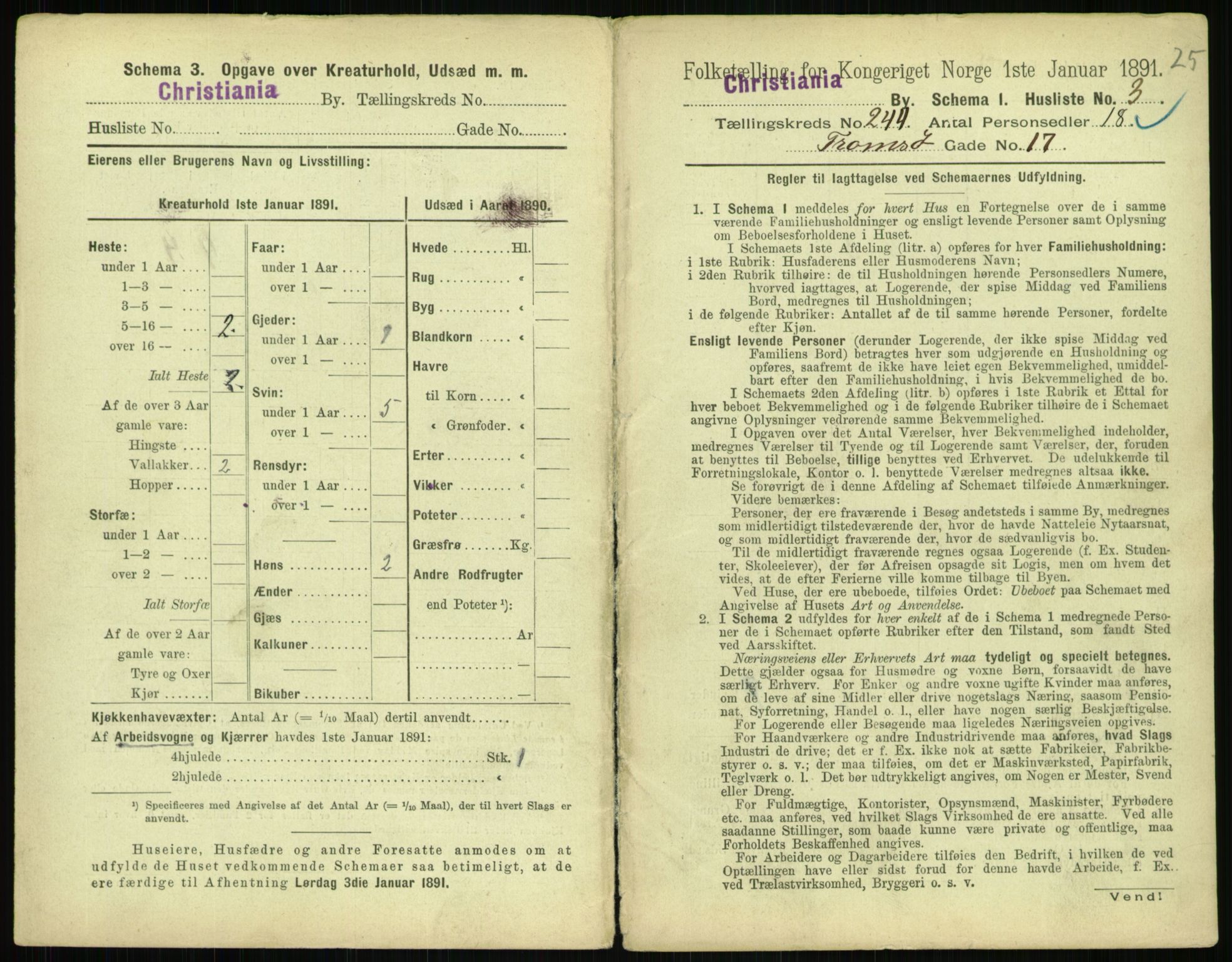 RA, 1891 census for 0301 Kristiania, 1891, p. 148398