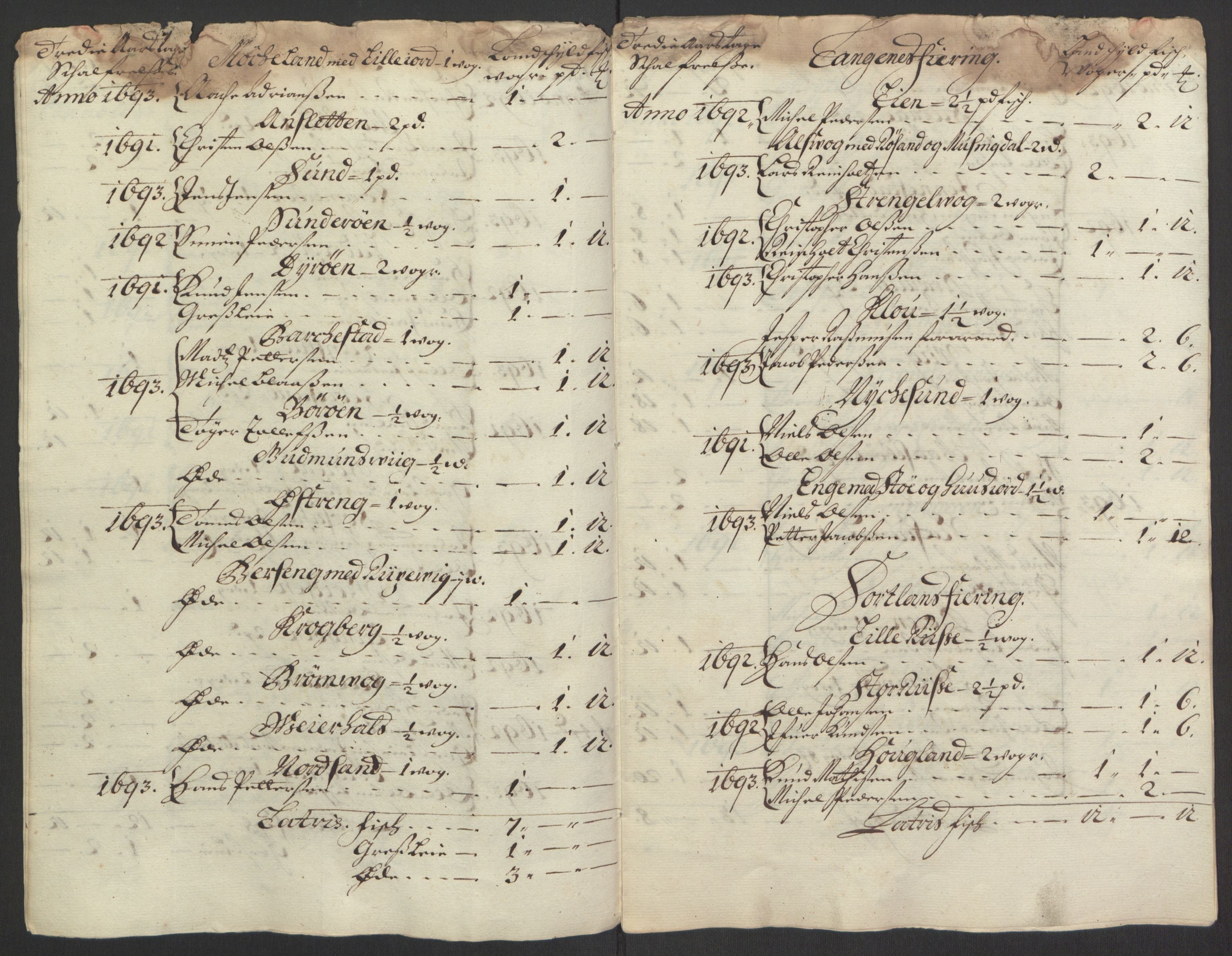 Rentekammeret inntil 1814, Reviderte regnskaper, Fogderegnskap, AV/RA-EA-4092/R67/L4676: Fogderegnskap Vesterålen, Andenes og Lofoten, 1691-1693, p. 49