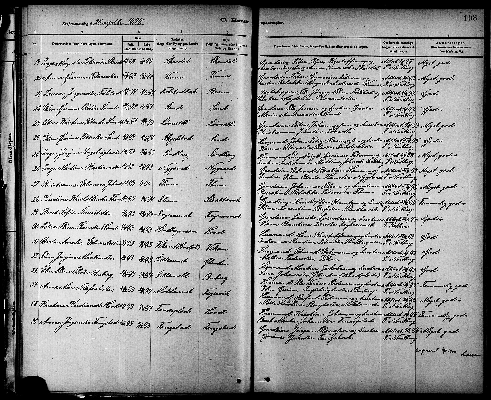 Ministerialprotokoller, klokkerbøker og fødselsregistre - Nord-Trøndelag, AV/SAT-A-1458/744/L0423: Parish register (copy) no. 744C02, 1886-1905, p. 103