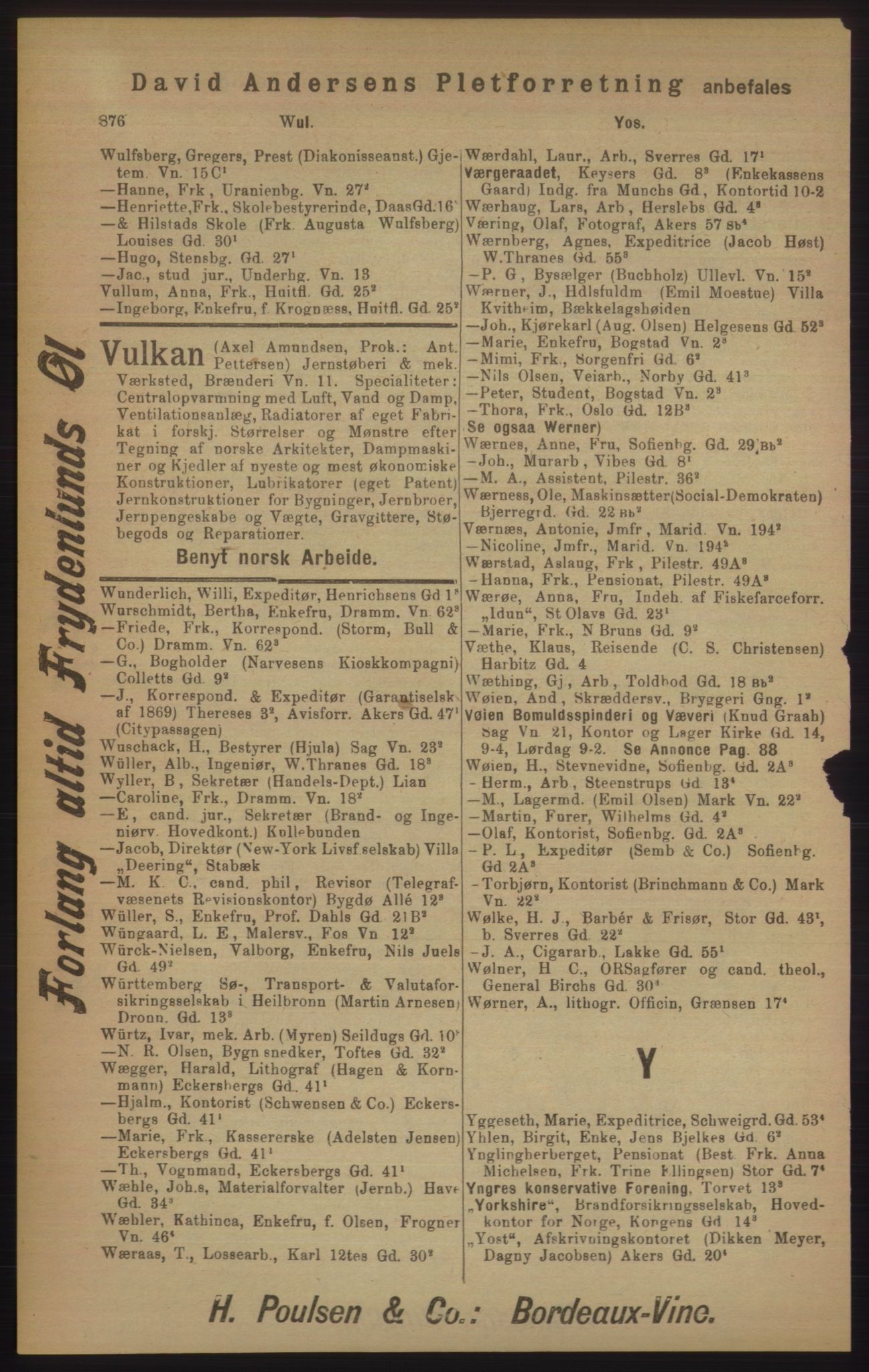 Kristiania/Oslo adressebok, PUBL/-, 1905, p. 876