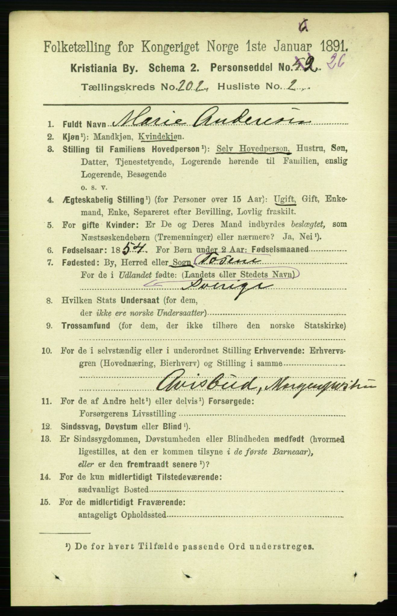 RA, 1891 census for 0301 Kristiania, 1891, p. 121572