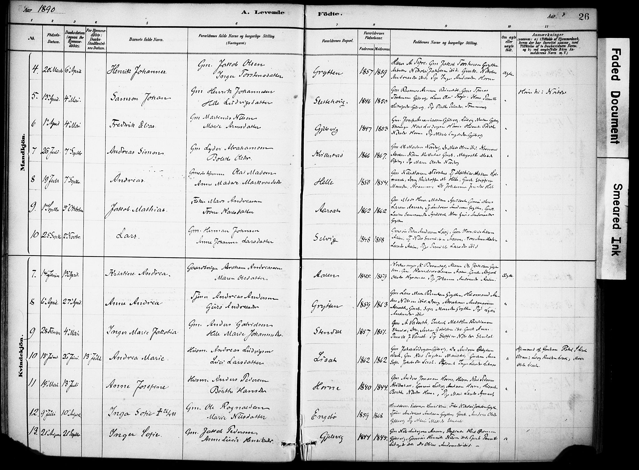 Førde sokneprestembete, AV/SAB-A-79901/H/Haa/Haae/L0001: Parish register (official) no. E 1, 1881-1911, p. 26