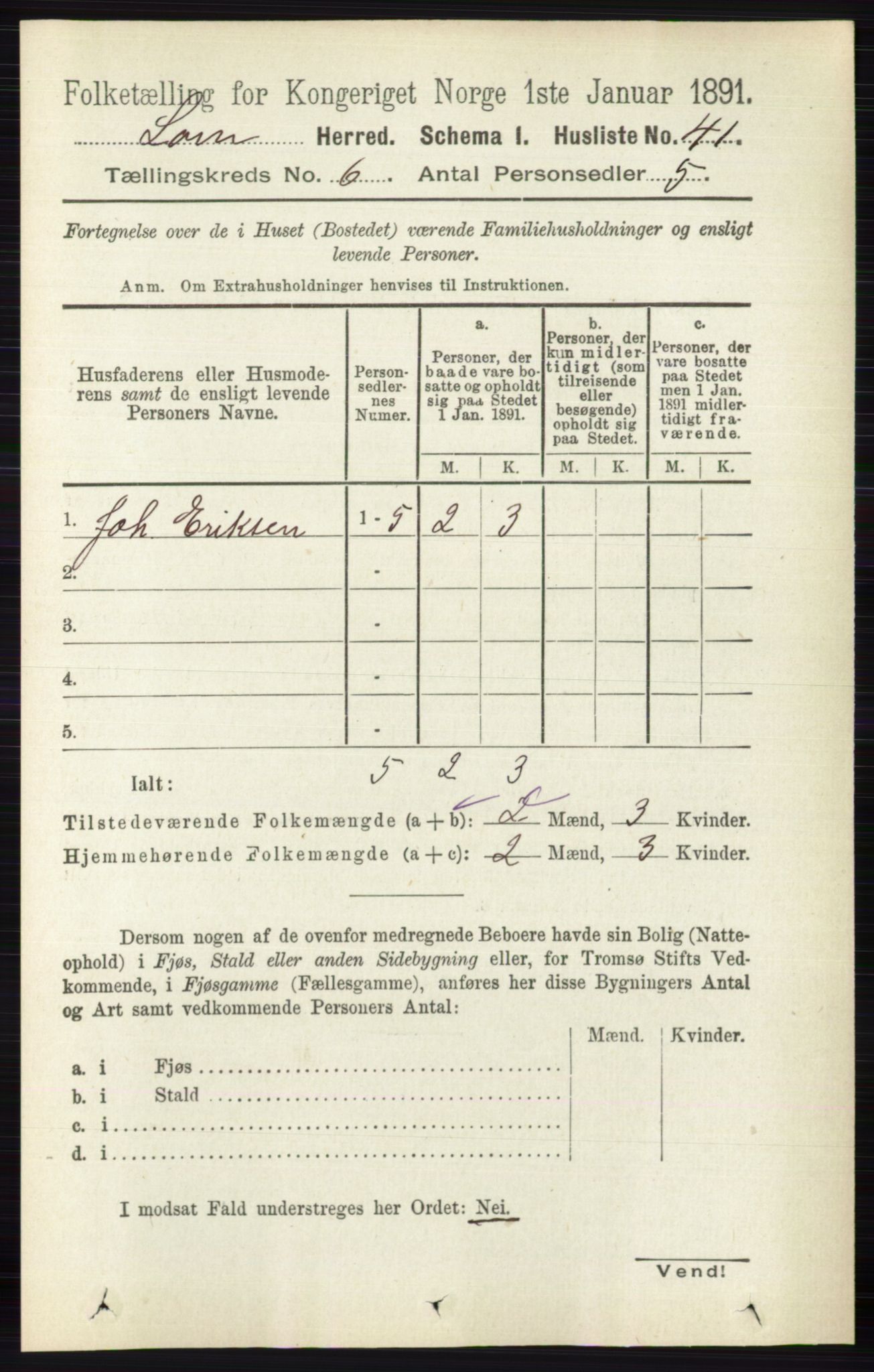 RA, 1891 census for 0514 Lom, 1891, p. 2344