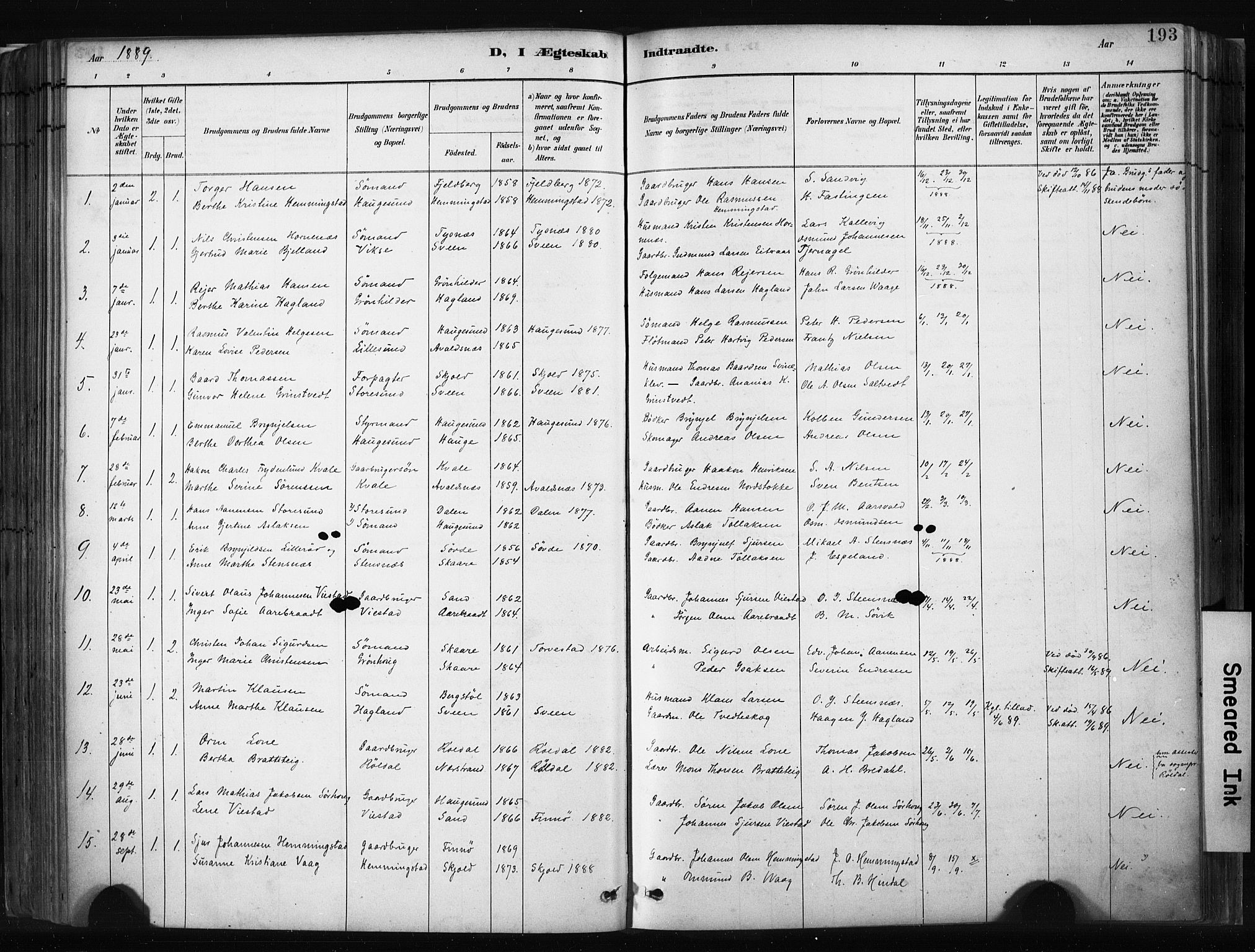 Haugesund sokneprestkontor, AV/SAST-A -101863/H/Ha/Haa/L0004: Parish register (official) no. A 4, 1886-1908, p. 193