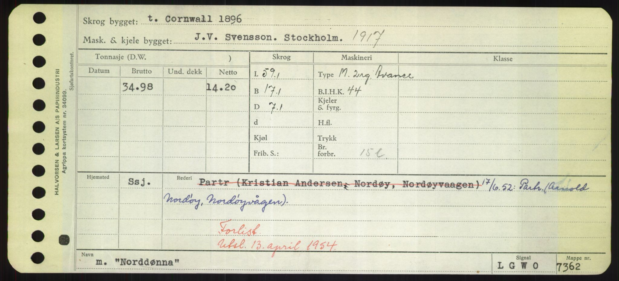 Sjøfartsdirektoratet med forløpere, Skipsmålingen, RA/S-1627/H/Hd/L0026: Fartøy, N-Norhol, p. 437