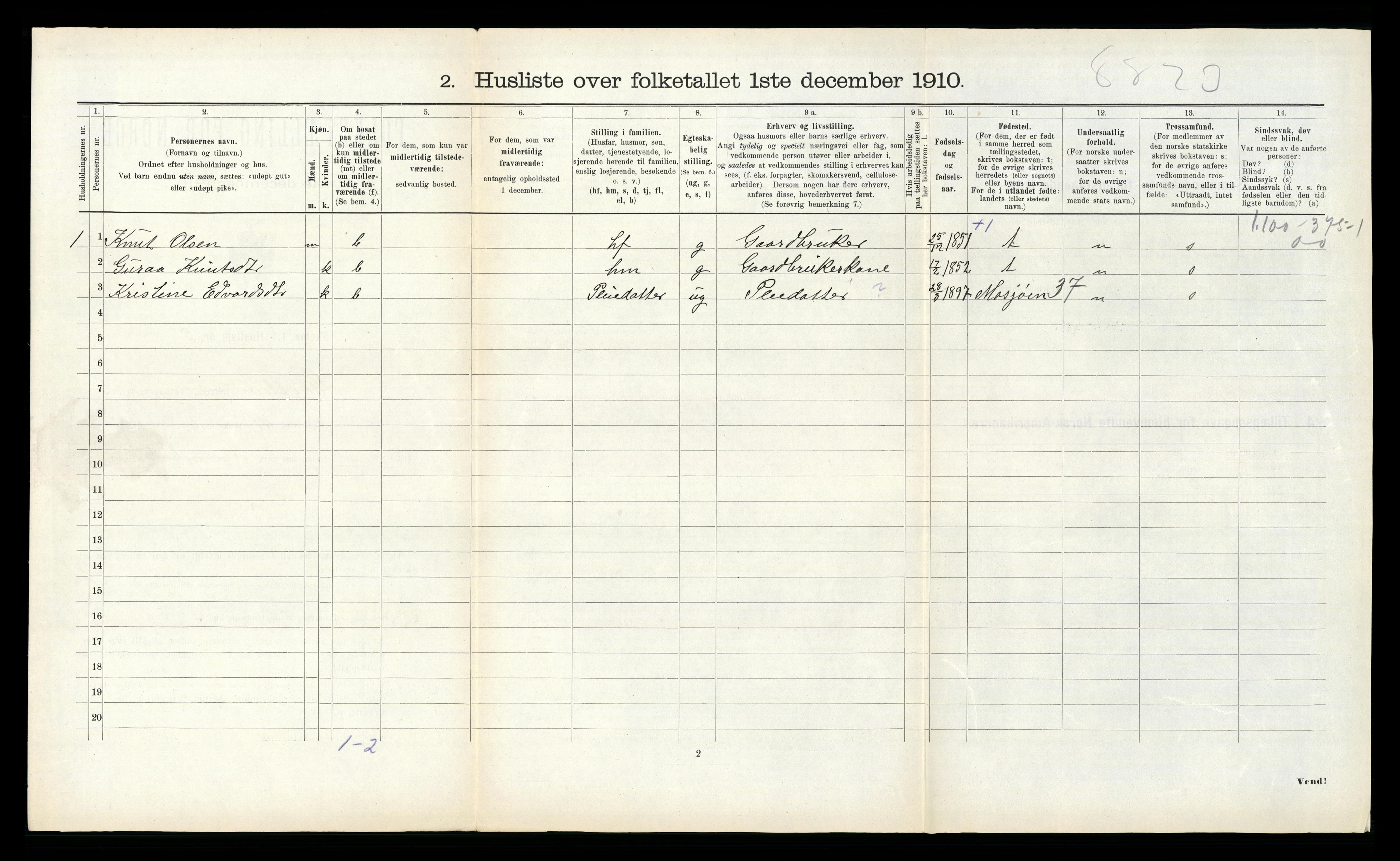 RA, 1910 census for Grytten, 1910, p. 455