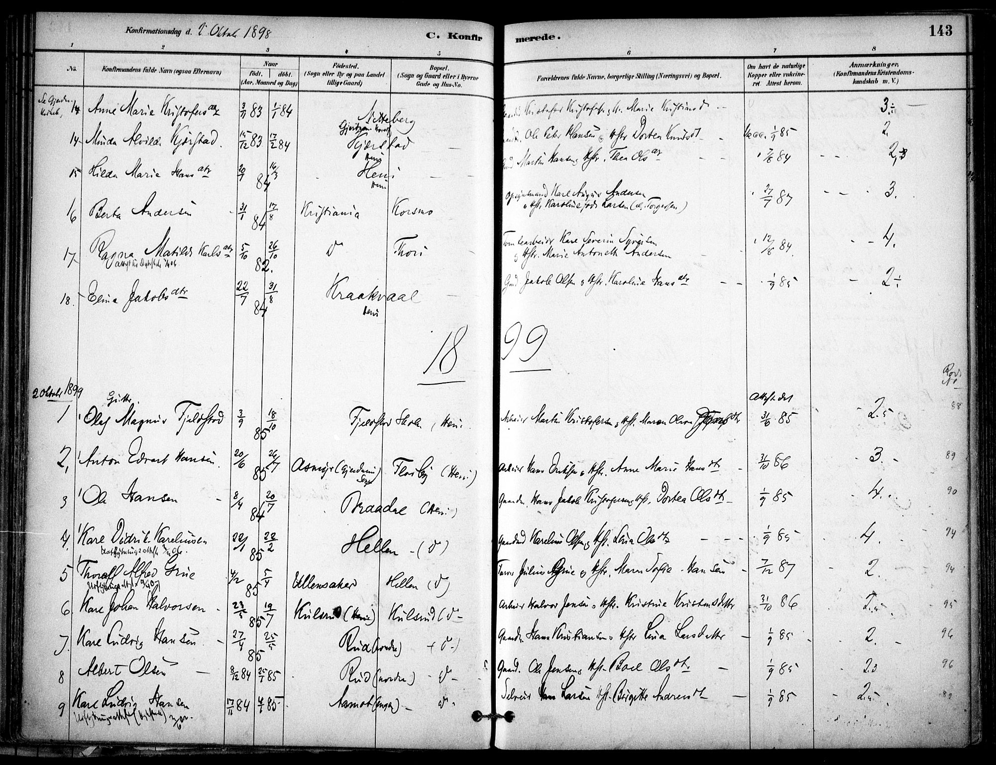 Gjerdrum prestekontor Kirkebøker, AV/SAO-A-10412b/F/Fb/L0001: Parish register (official) no. II 1, 1881-1921, p. 143